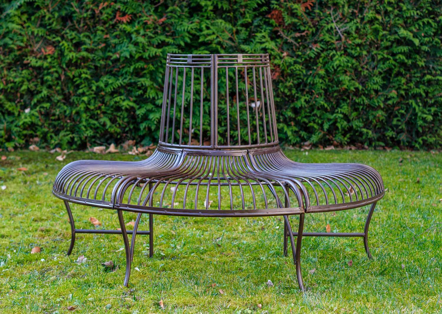 TZ-22-1RrveuowU11Jgh Gartenbank Bank Antik-Stil Garten Metall Eisen braun Möbel Baumbank 134cm