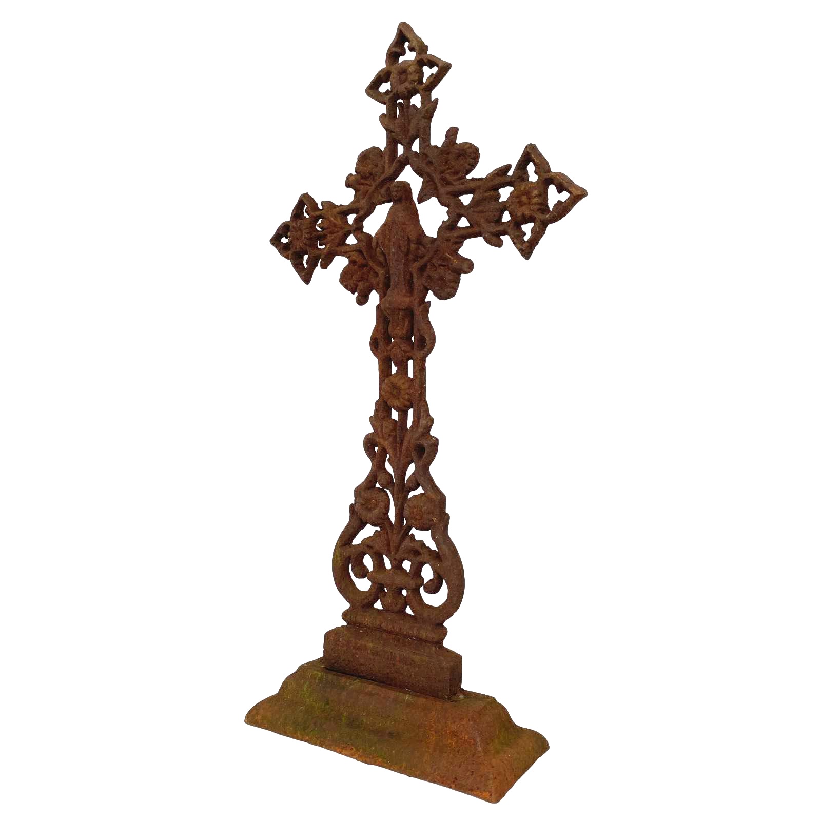 Kreuz Standkreuz Kruzifix Kirche Altar Glaubenskreuz Eisen Rost 64cm Antik-Stil