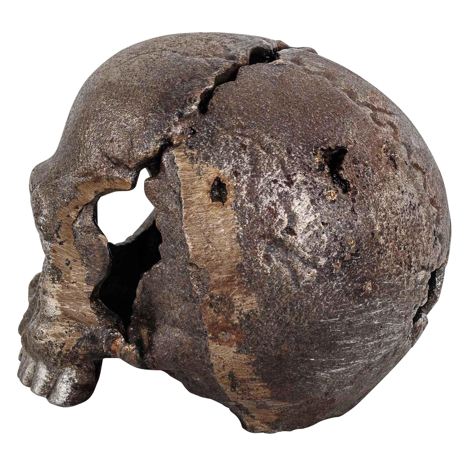 Teelichthalter Totenkopf Kerzenständer Figur Skulptur Eisen Antik-Stil 14cm