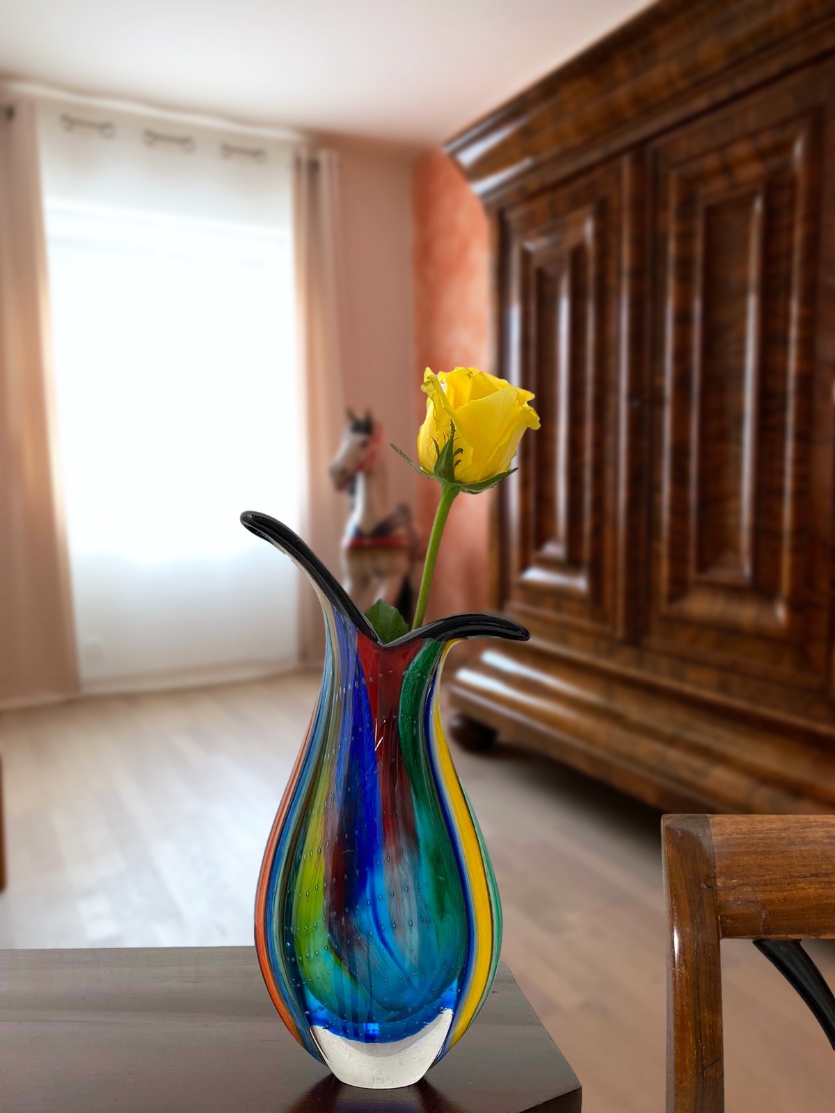 glasvase-aubaho-1b Glasvase Glas Vase im Italien Murano antik Stil Höhe 30cm 2kg schwere Tischvase