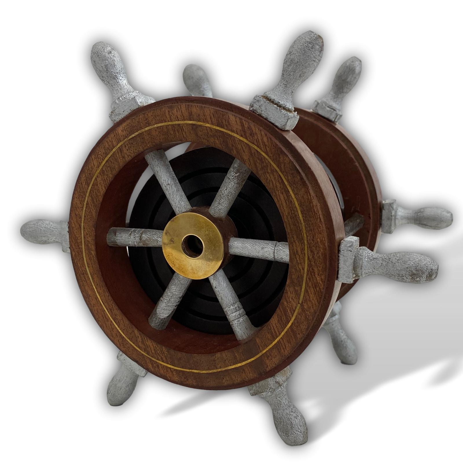 AUB009-3 Untersetzer Schiffssteuerrad Schiffsrad Maritim Nautik Holz Antik-Stil