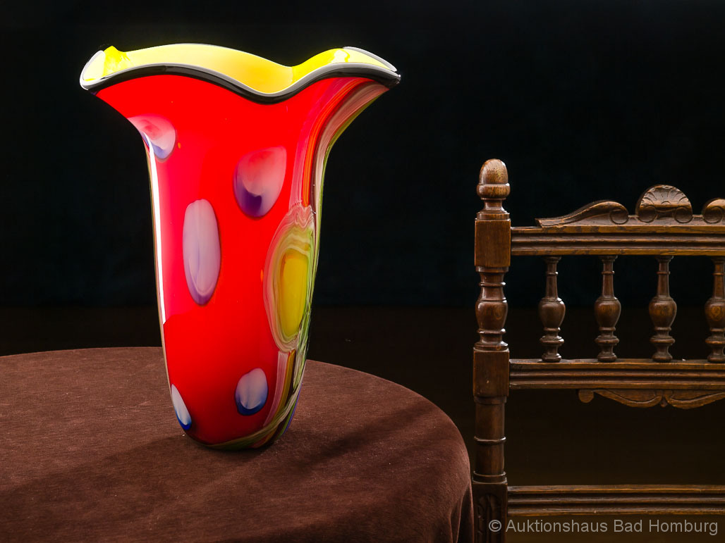 im-glas23c GLASVASE GLAS VASE ITALIEN MURANO ANTIK STIL HÖHE 32CM 3,5KG SCHWERE TISCHVASE