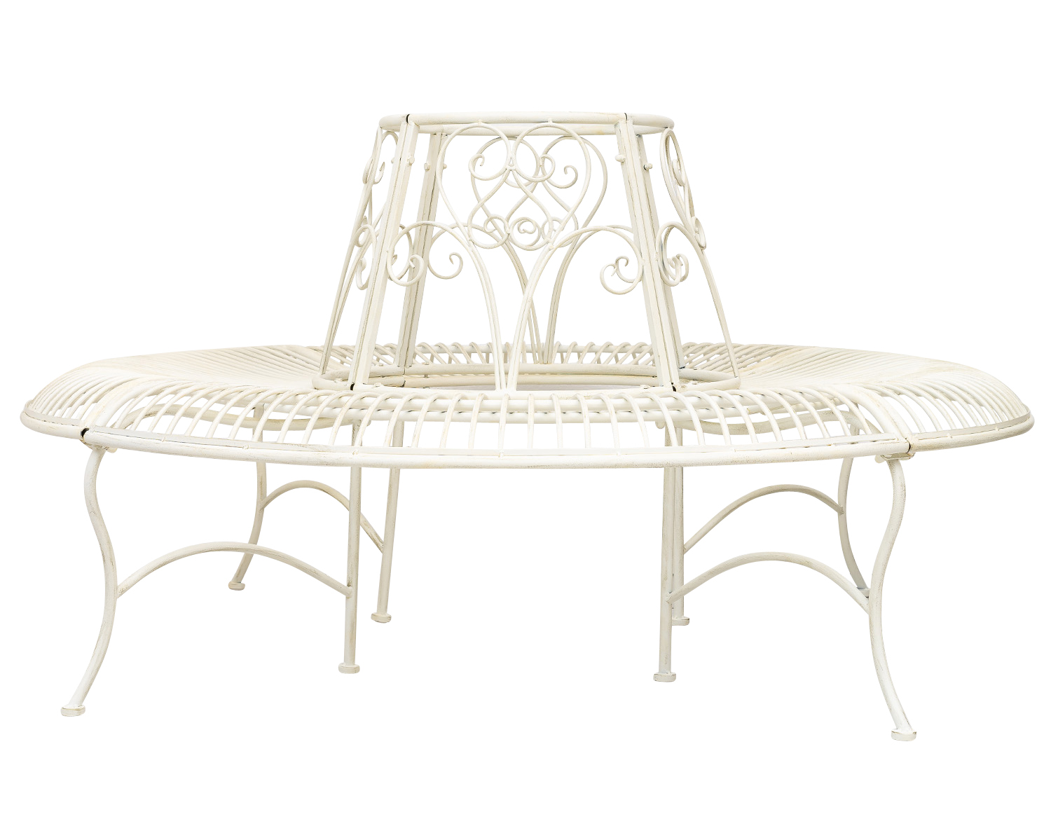XZ-2-1 Gartenbank Baumbank Bank Garten Möbel Mobiliar Eisen creme weiss 146cm