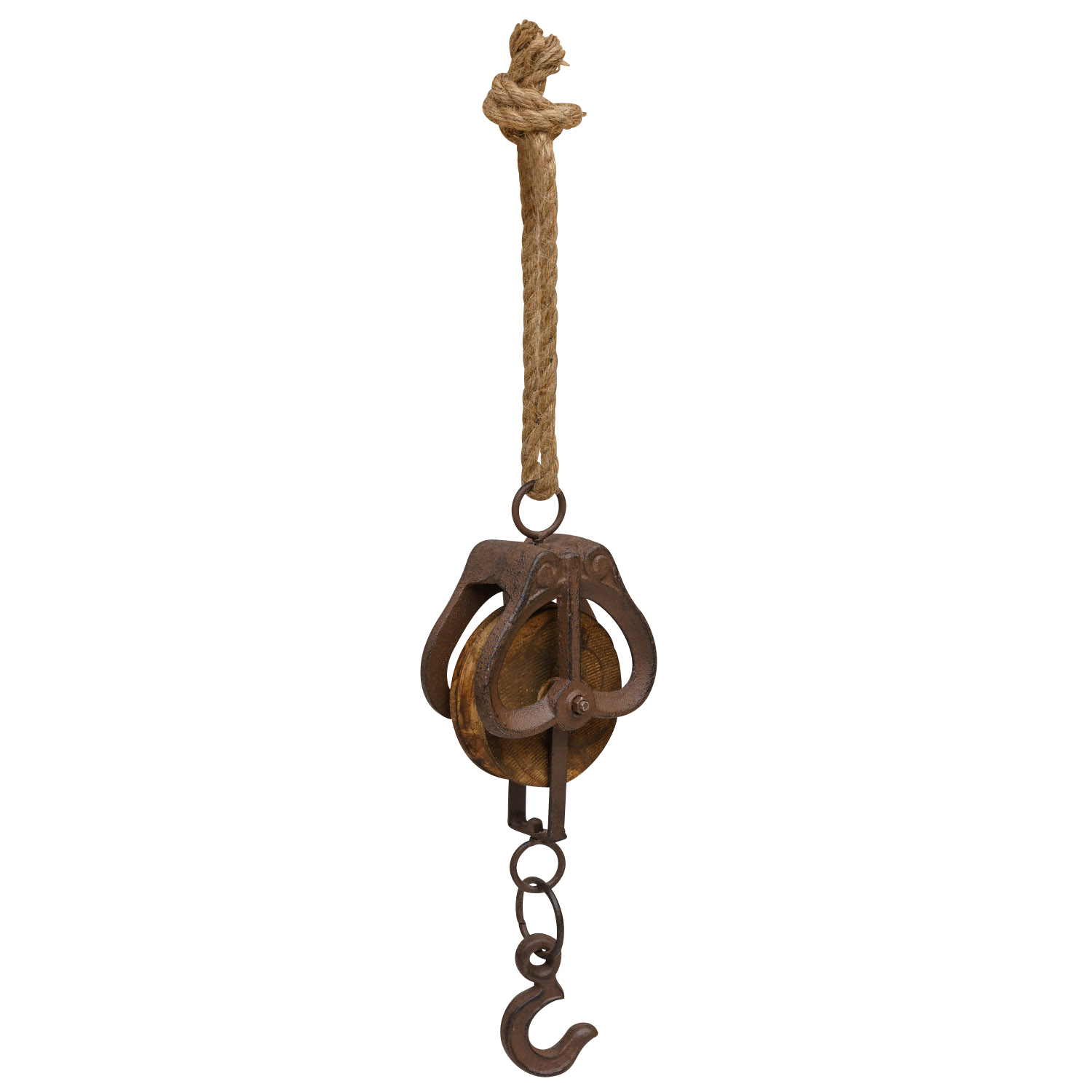 TZ-85-5 Flaschenzug Umlenkrolle Seilzug Rolle Eisen Werkzeug Antik-Stil 51cm (a)