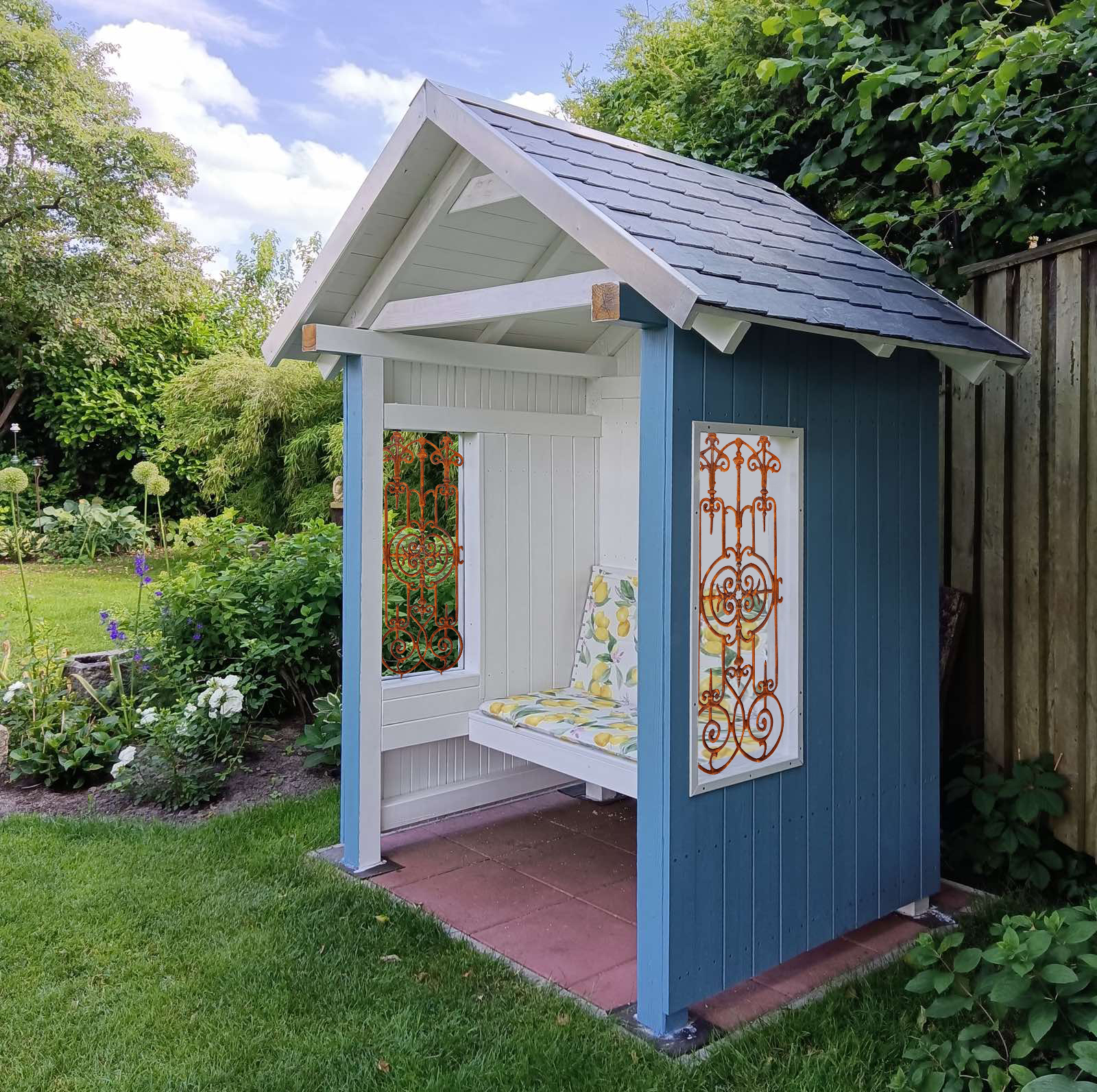 IMG20210627160419oGyHys1qtkBky Gitter Zaun Balkon Geländer Eisen Rost Antik-Stil Rankhilfe Rankgitter Garten