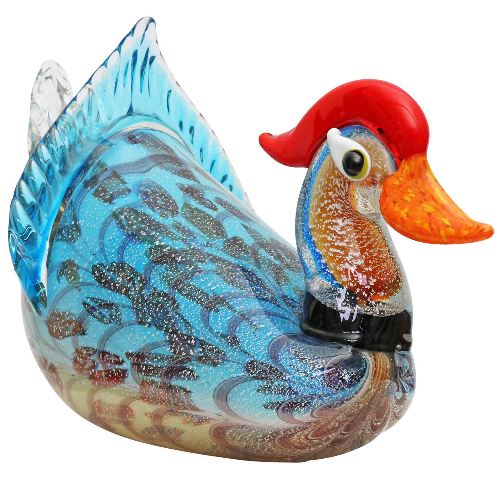 GL-322_3 Glasfigur Figur Glas Ente Vogel im Murano Antik Stil 41