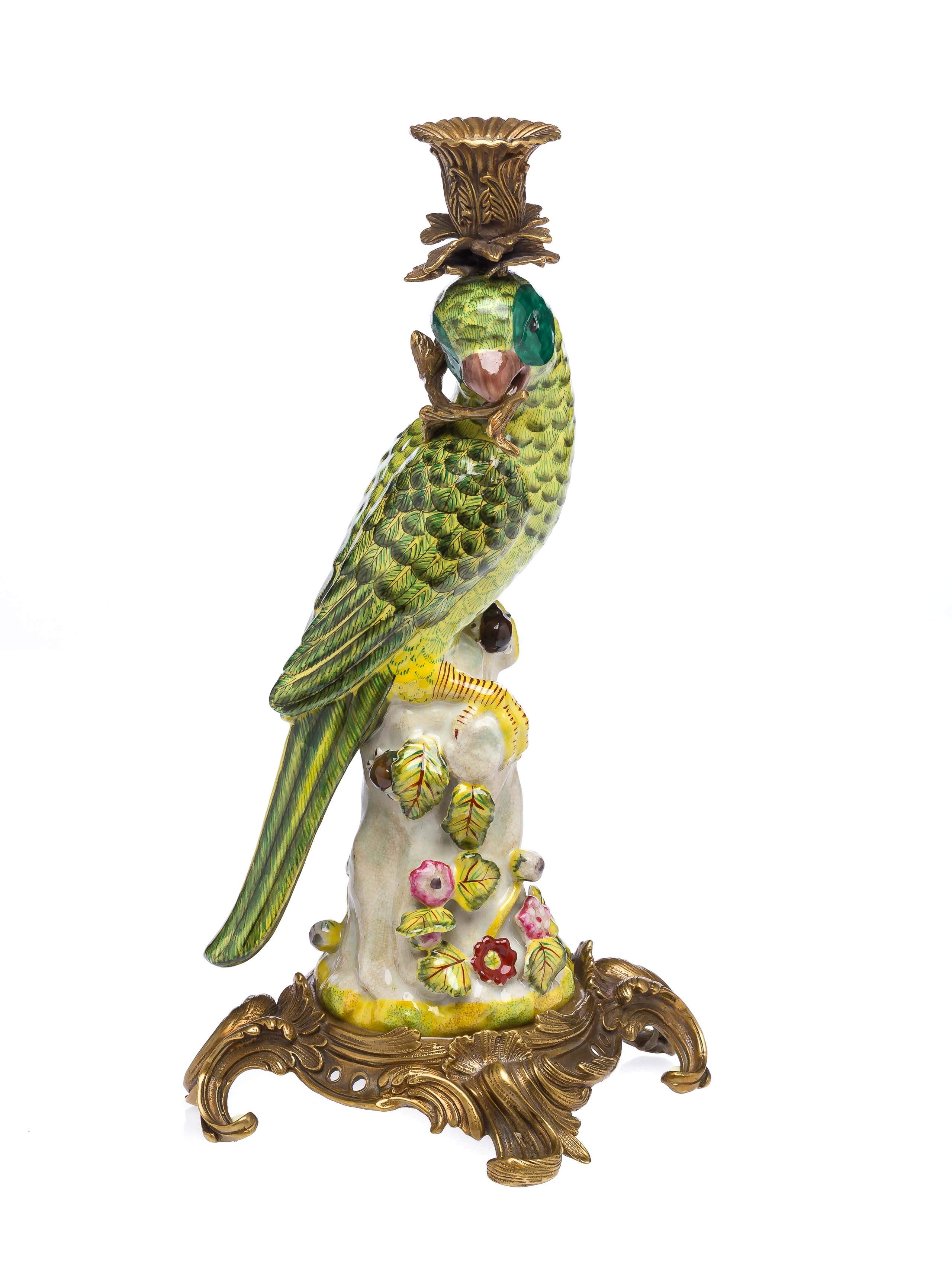 PT-89-PT-90-3 Paar Papagei Kerzenständer Porzellan antik Stil Kerzenleuchter 37cm candlestick