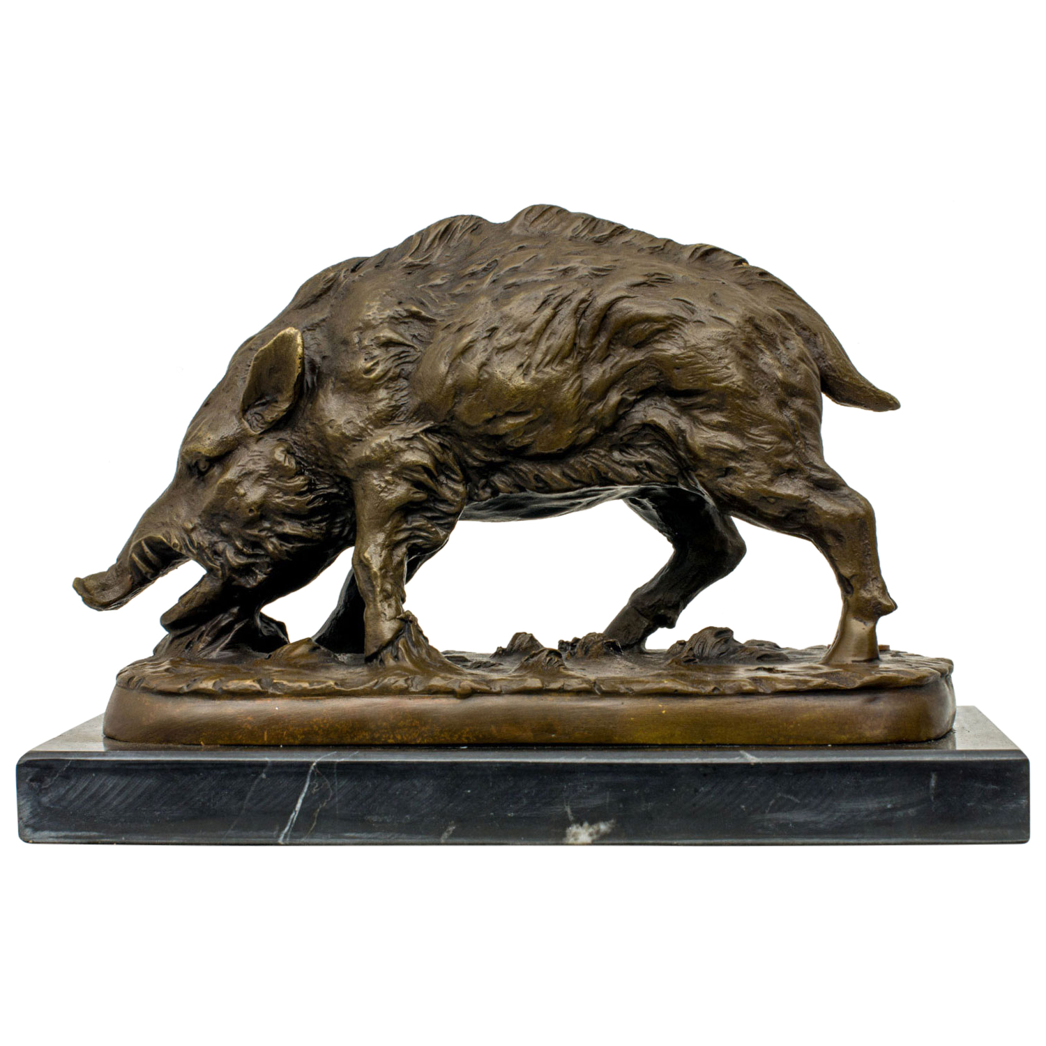 KF-15-5 Bronzeskulptur Wildschwein im Antik-Stil Bronze Figur 22cm