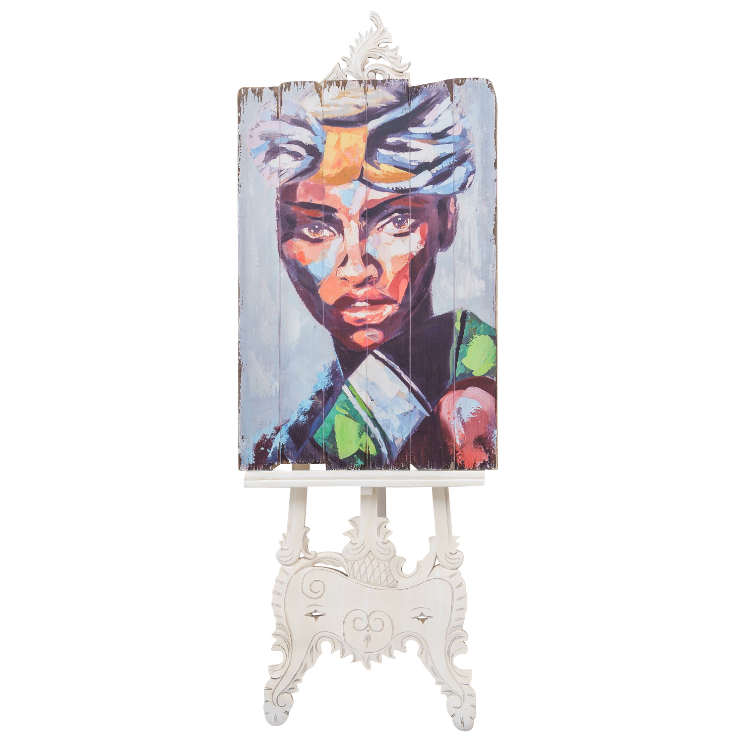 SK-62-4 2x Bild Wandtafel Holzbild Wandbild Massai Person Afrika Holz Antik-Stil 90cm