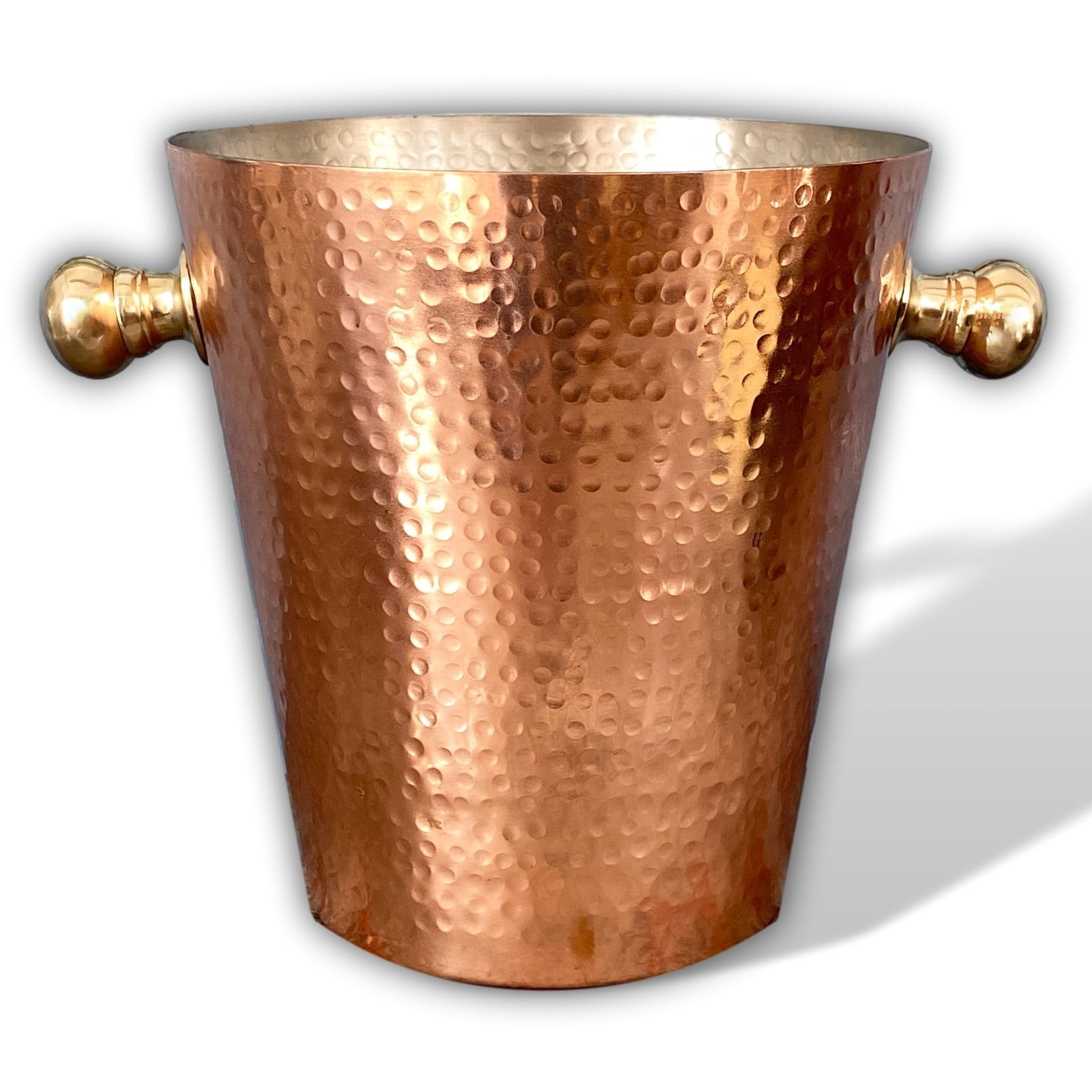 aubaho-0088-7 Sektkühler Weinkühler gehämmertes Aluminium Kupfer Finish 20cm Antik-Stil