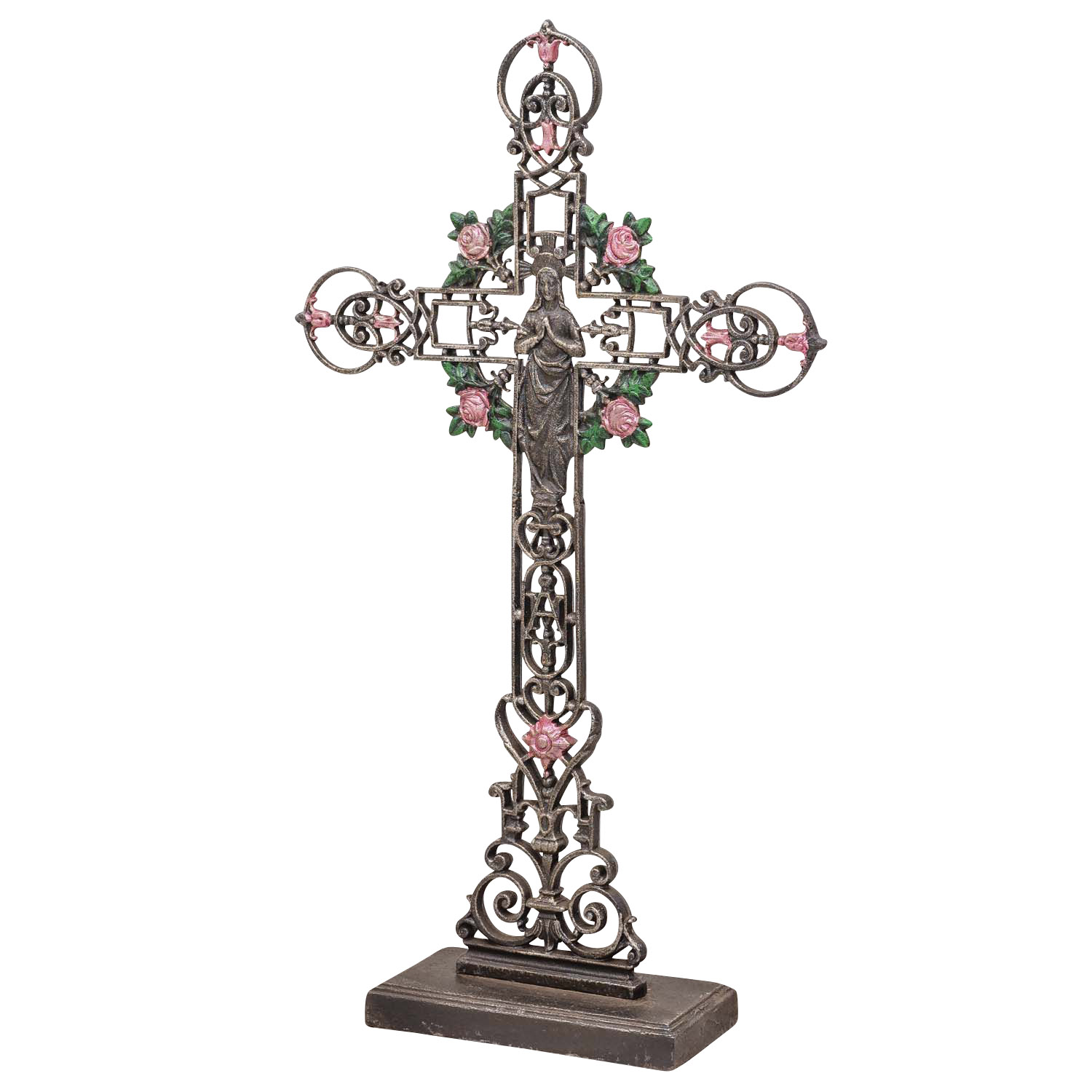 XXL 88cm Kreuz Kruzifix Anitk-Stil Eisen Deko Standkreuz Kirche Altar