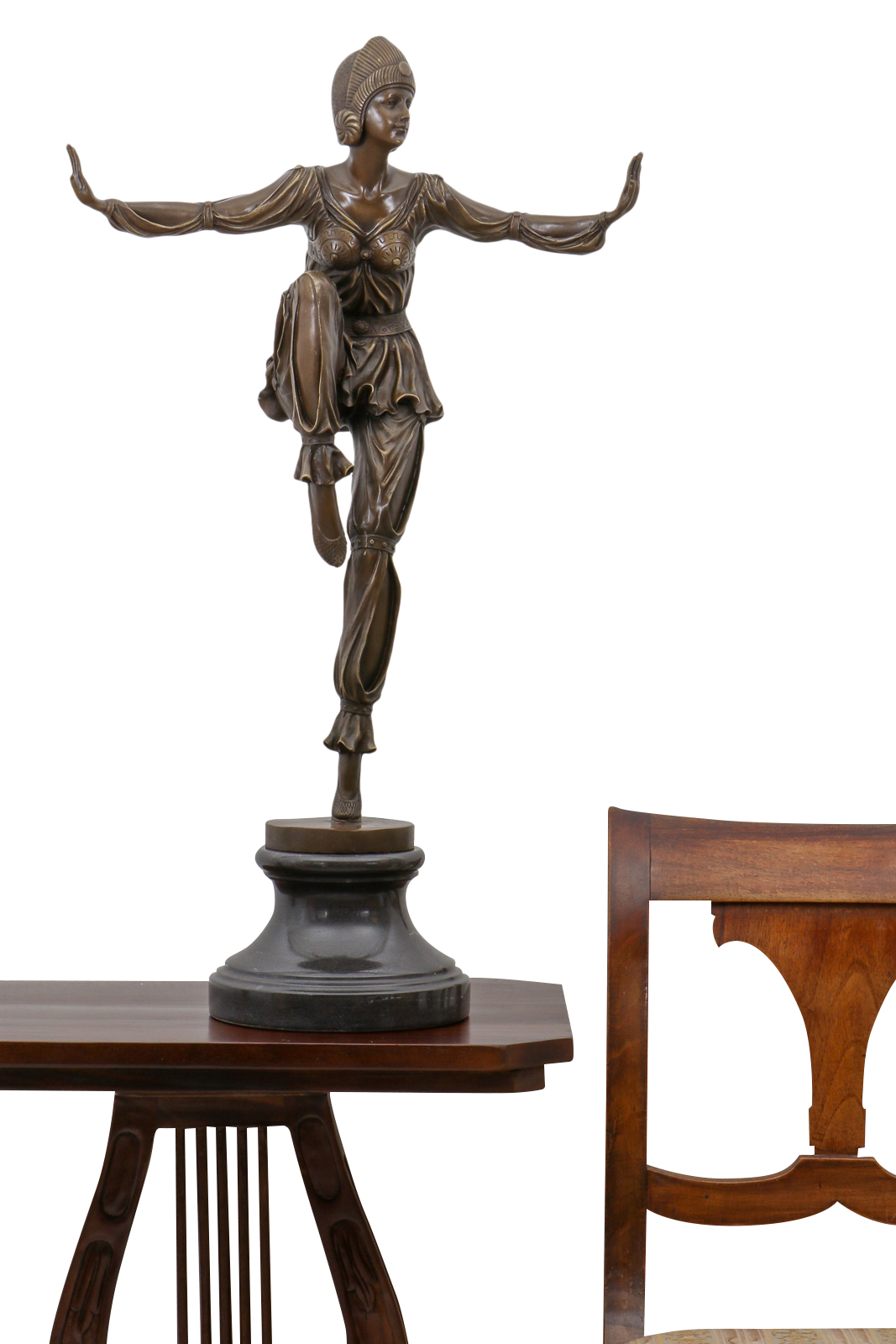 UP-2-1 Bronzeskulptur Tänzerin Frau Bronze Figur Statue im Antik-Stil - 75cm
