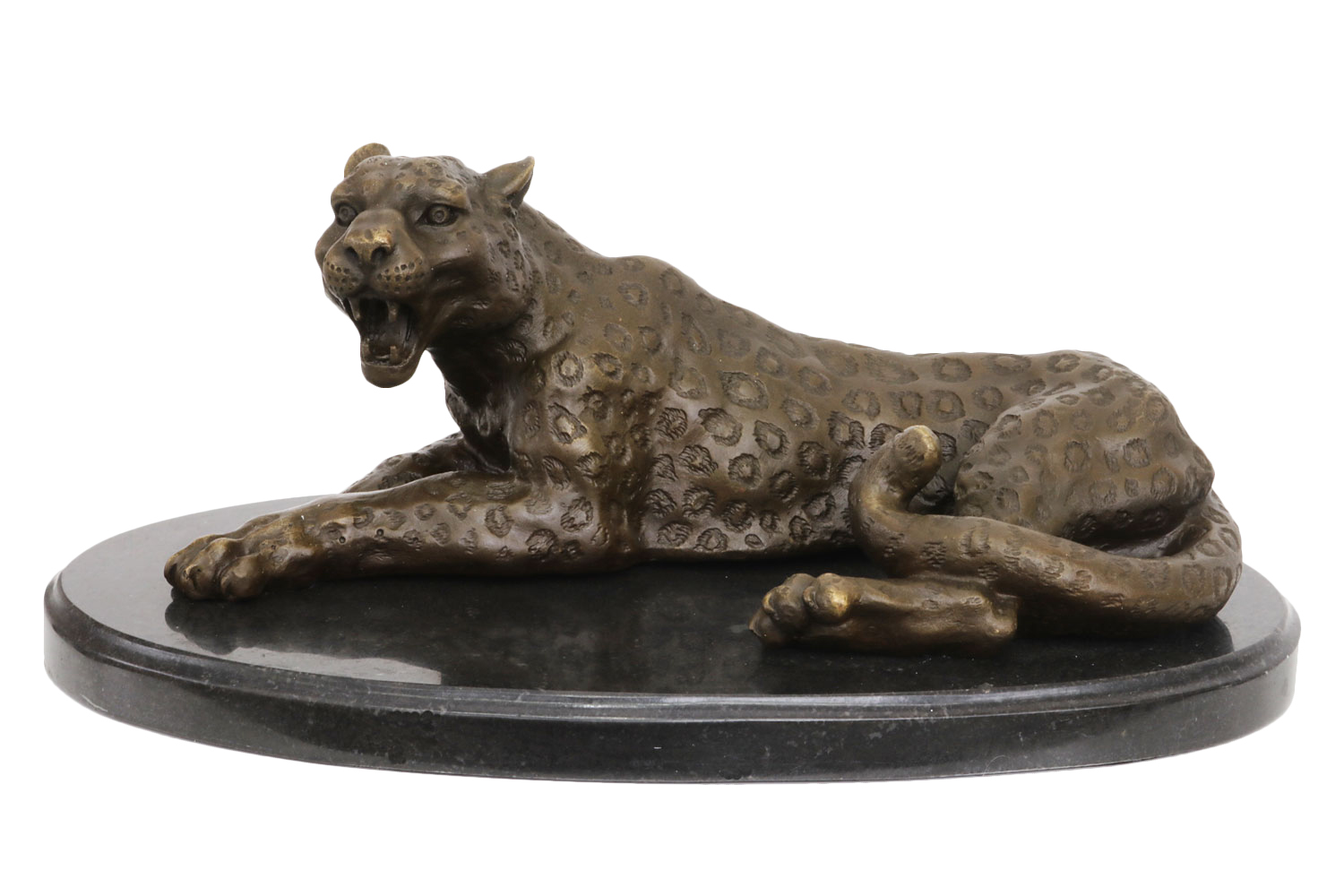 A bronze sculpture leopard figure cat of prey 28cm