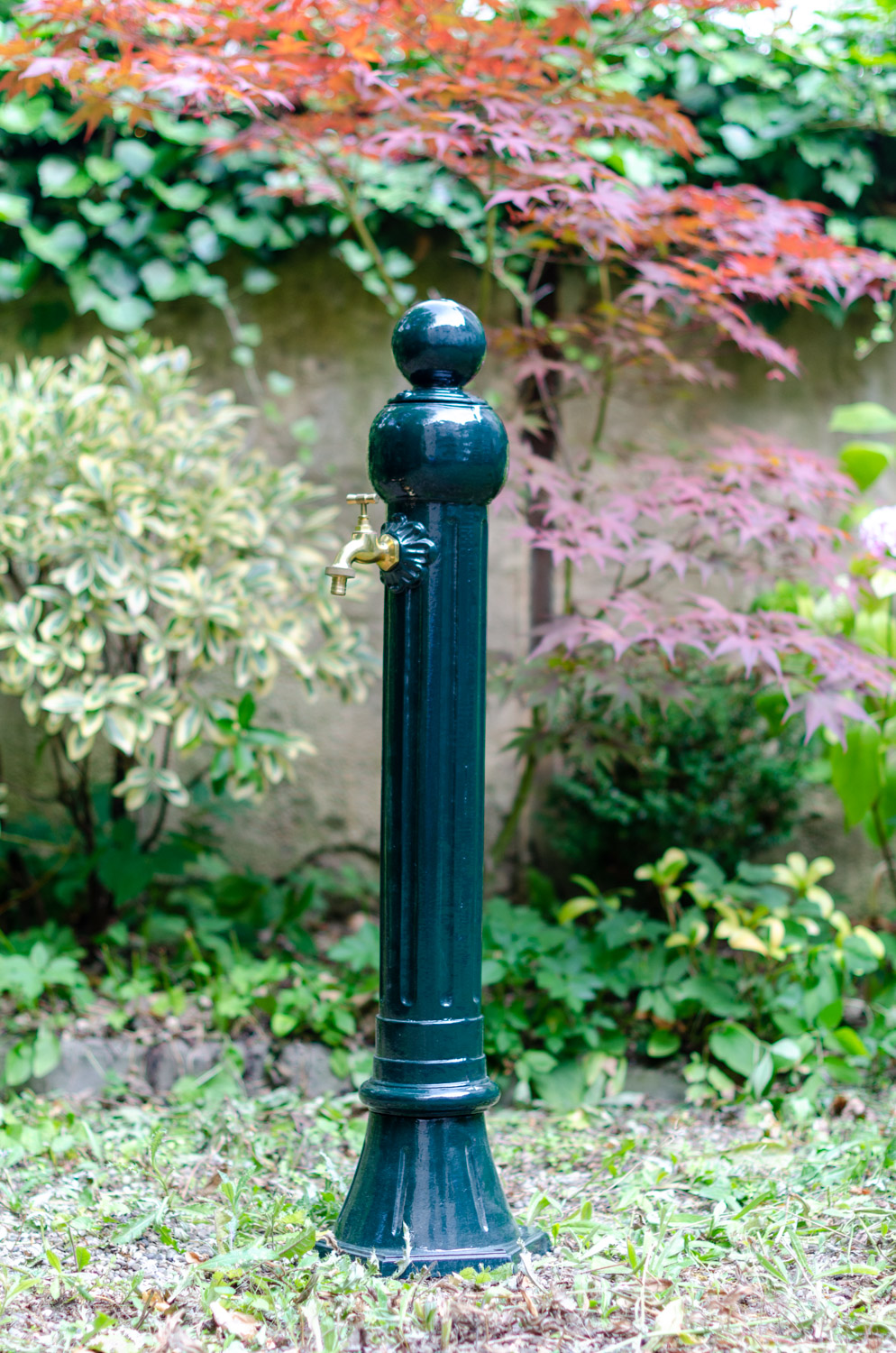 Standbrunnen 97cm Alu grün Brunnen Waschbecken Zapfsäule Antik-Stil