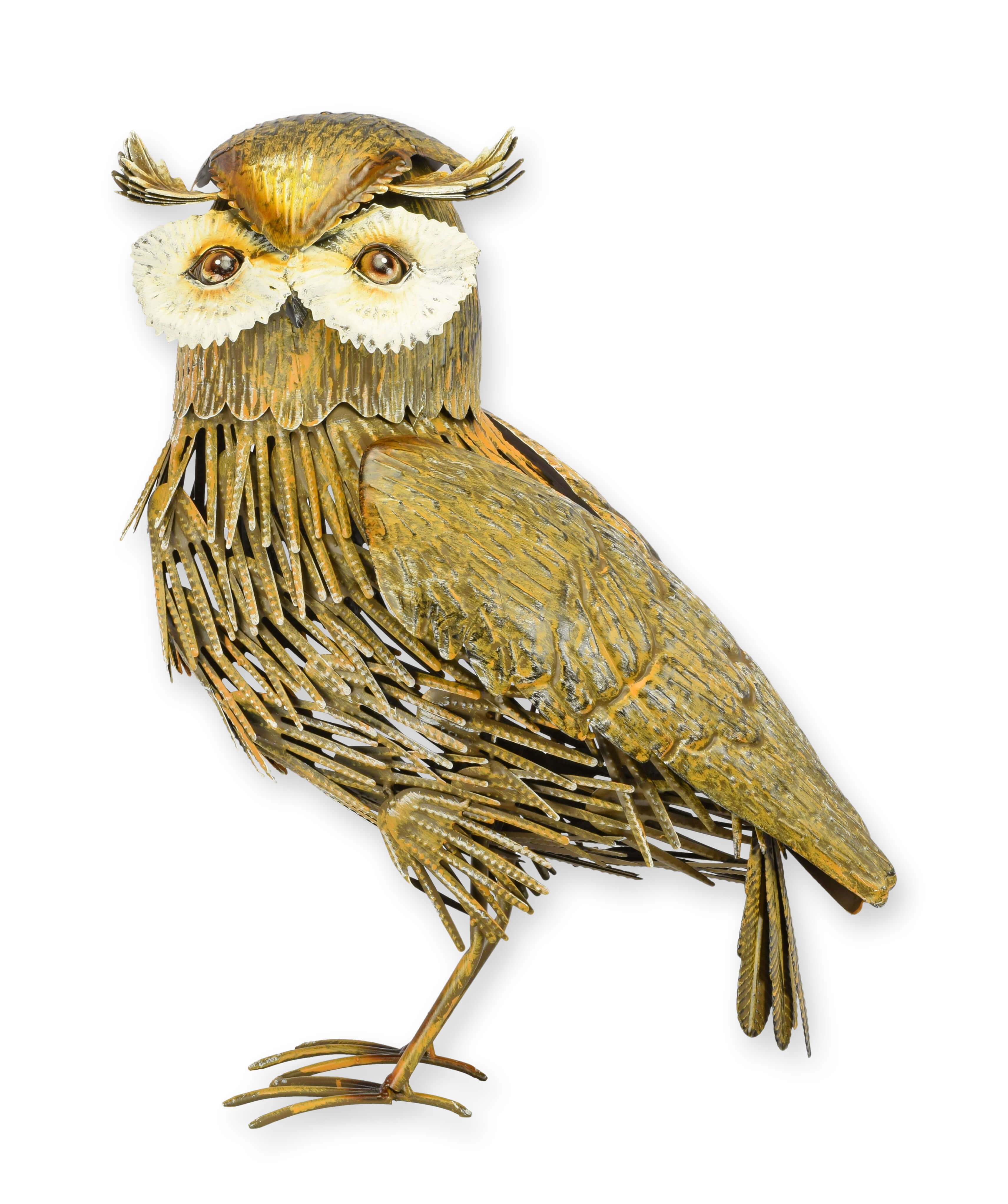 Eule, Metallskulptur, Vogel, Bronzefarben, Handwerkart