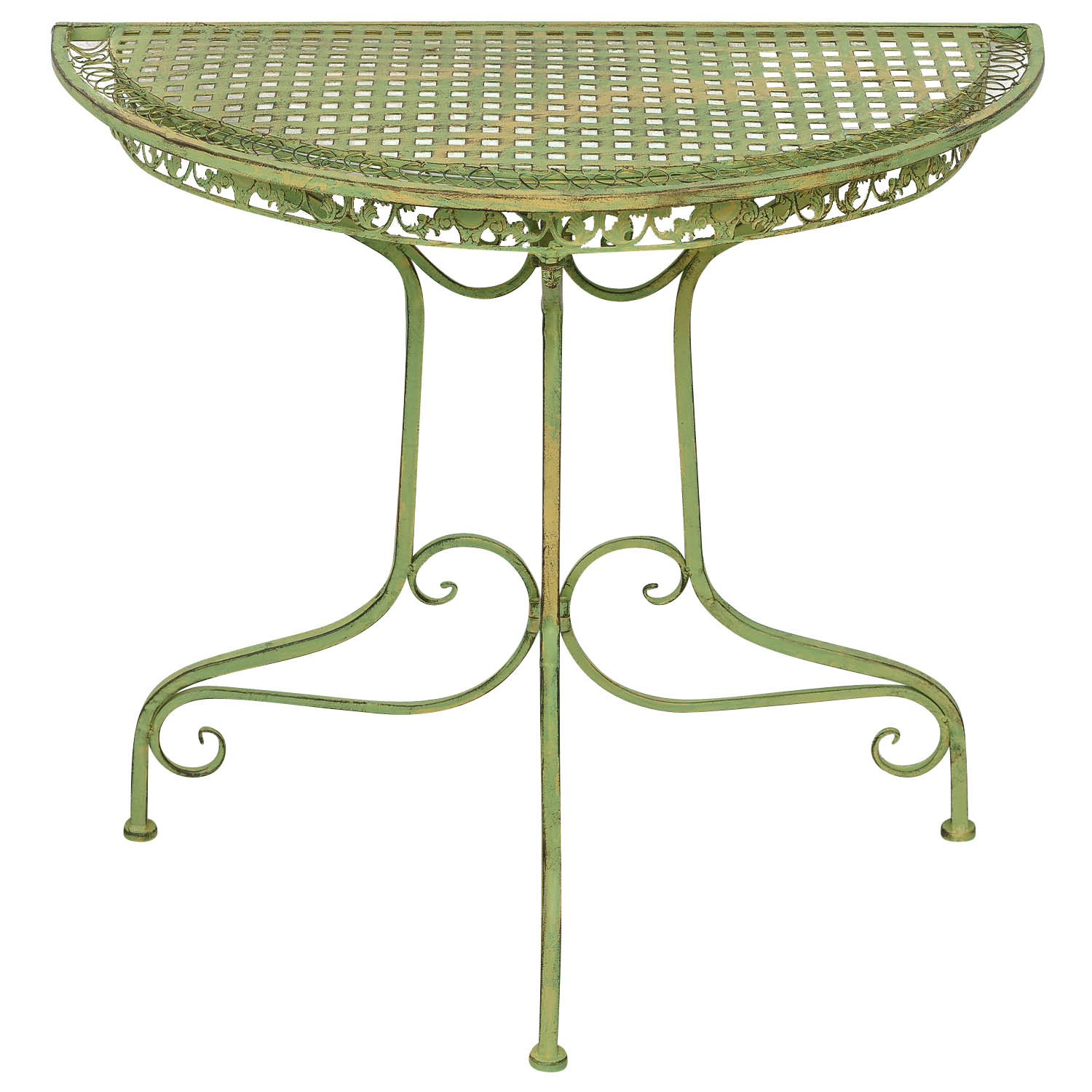 SA170200AG-6 Balkontisch Gartentisch Eisen Tisch Garten grün Antik-Stil halbrund Konsole
