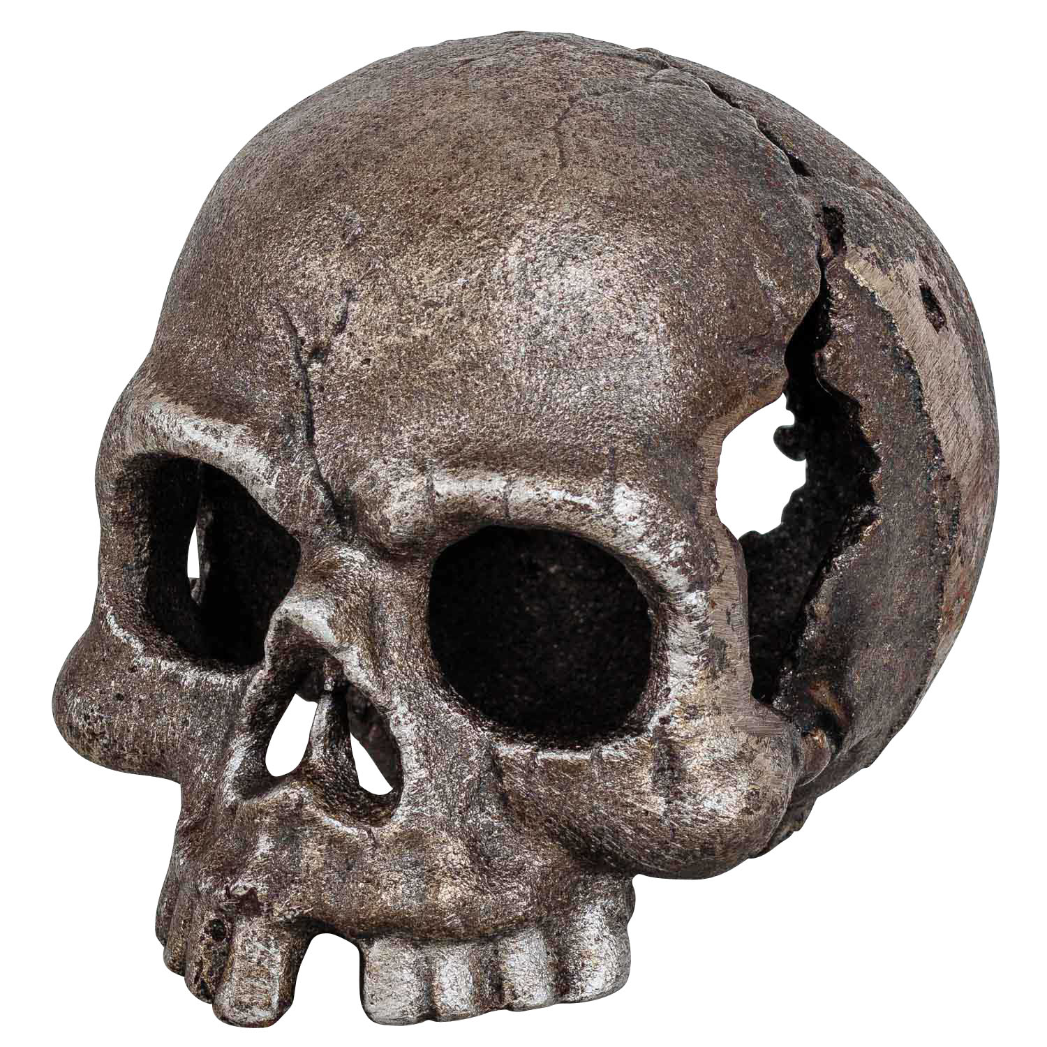 Teelichthalter Totenkopf Kerzenständer Figur Skulptur Eisen Antik-Stil 14cm