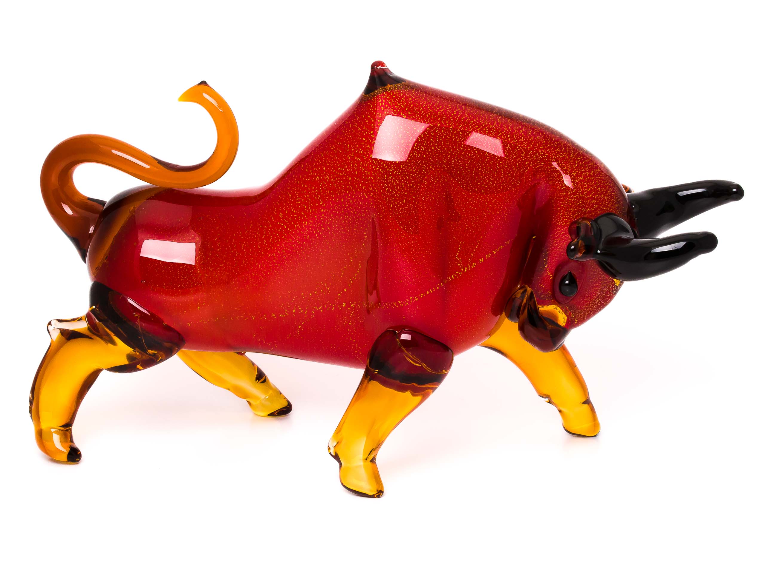 Stier aus Glas Figur rot Taurus glass bull Dekoration große Skulptur 48 cm