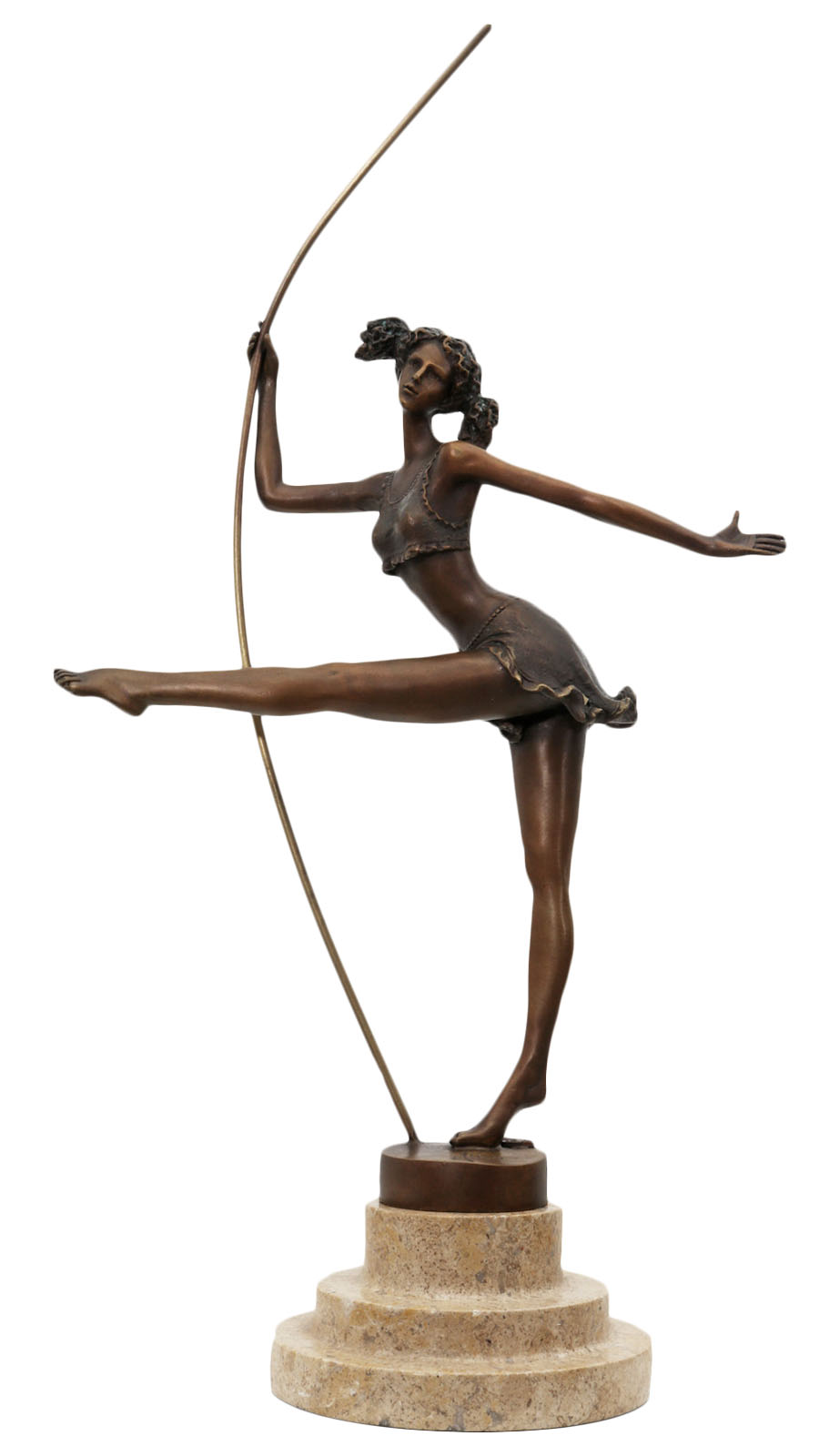 XT-10_1 Bronzeskulptur Tänzerin Ballerina im Antik-Stil Bronze Figur Statue - 37,5cm (H)