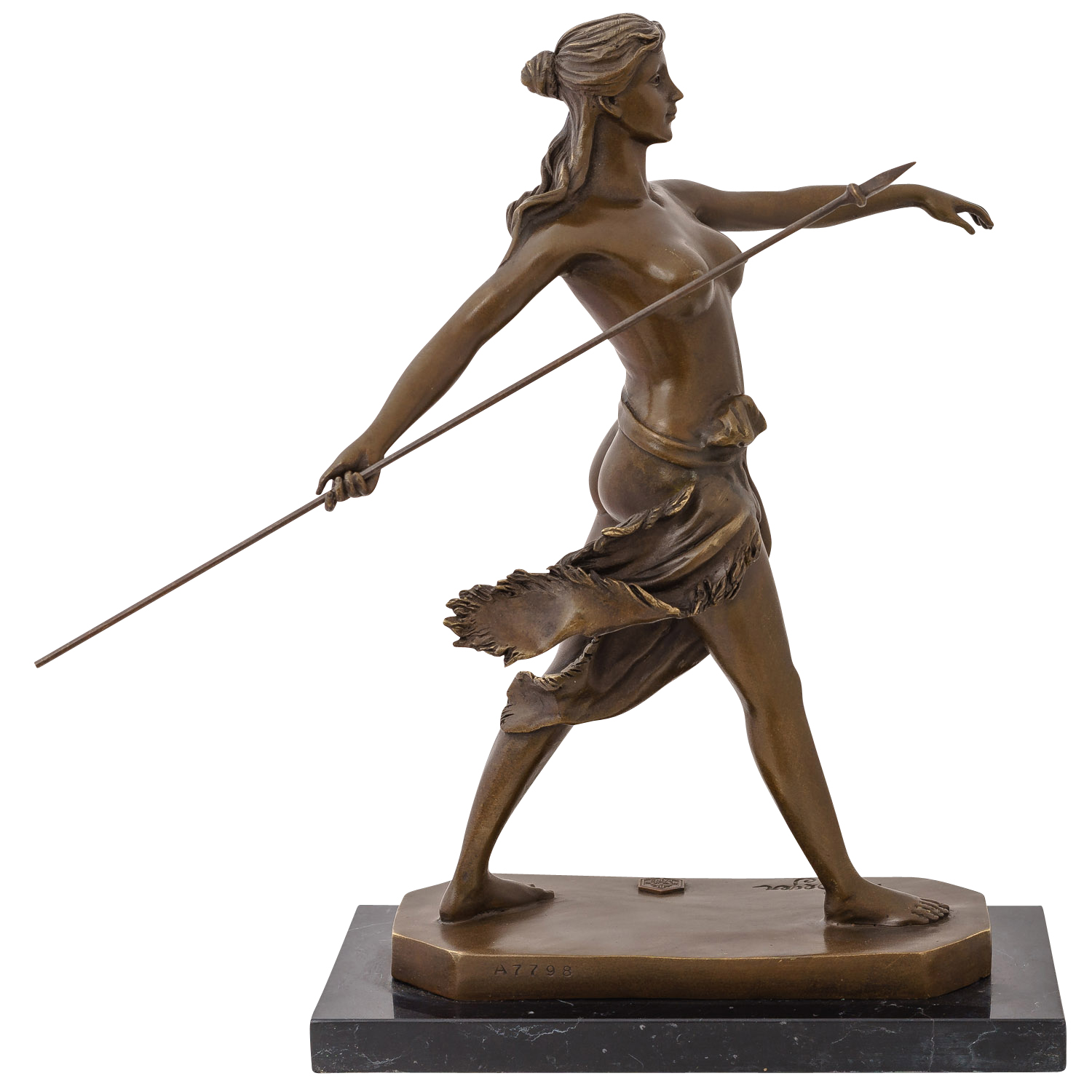 BE-66-2 Bronzeskulptur Skulptur Amazone Kriegerin Bronze Figur Statue Antik-Stil 30cm