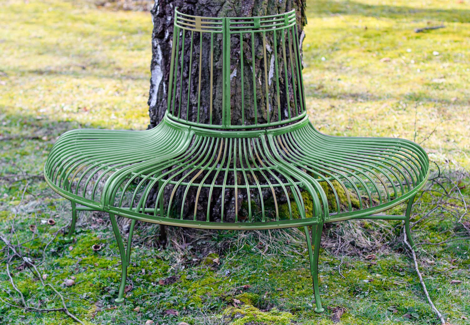 TZ-22-38DtxCwhhx1kko Gartenbank Bank Baumbank Möbel Garten grün Metall Eisen Antik-Stil 134cm