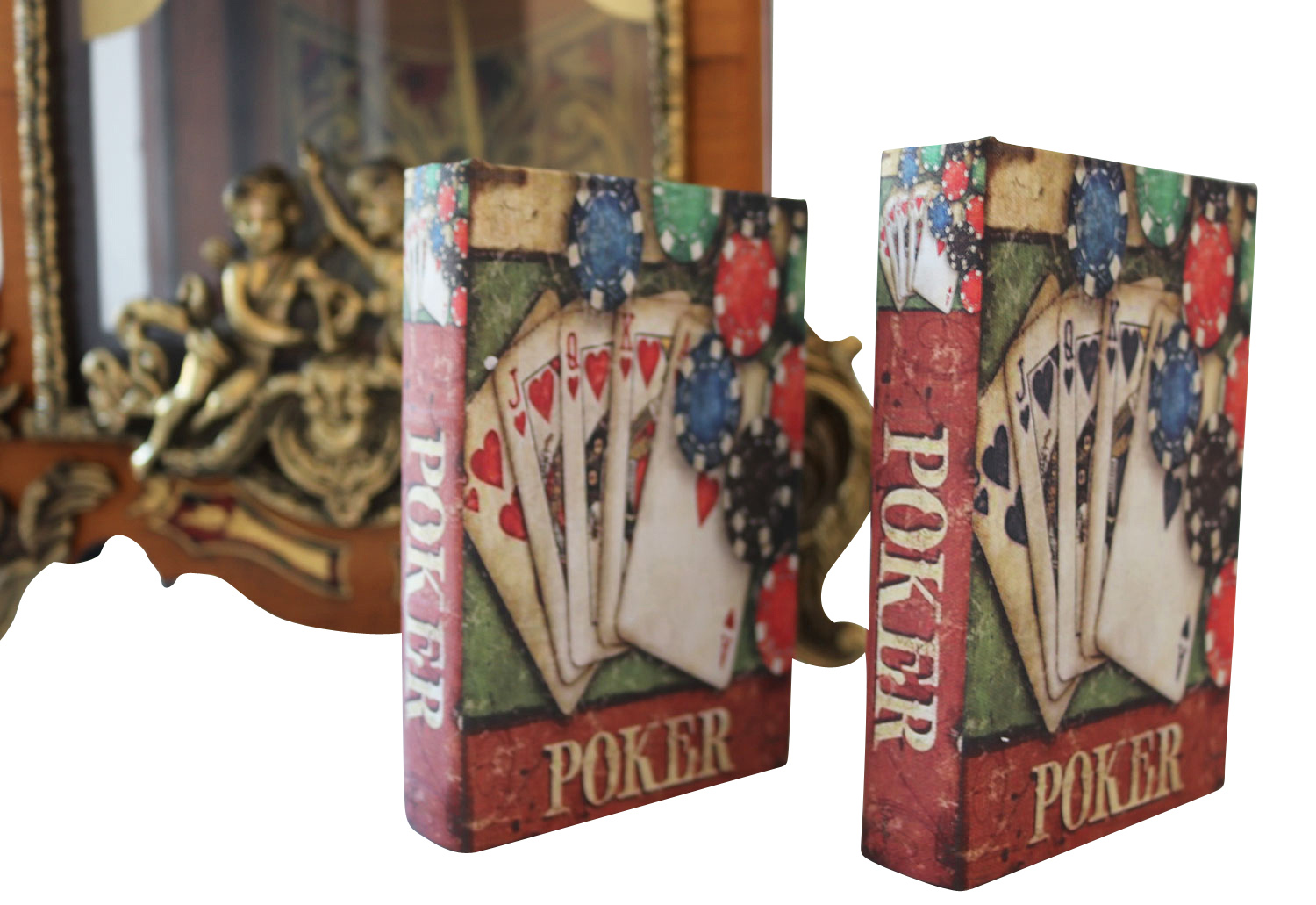 BO-170-5 2 Poker Karten Pokerkarten Kartenspiel Box Hülle Buchattrappe Antik-Stil Joker