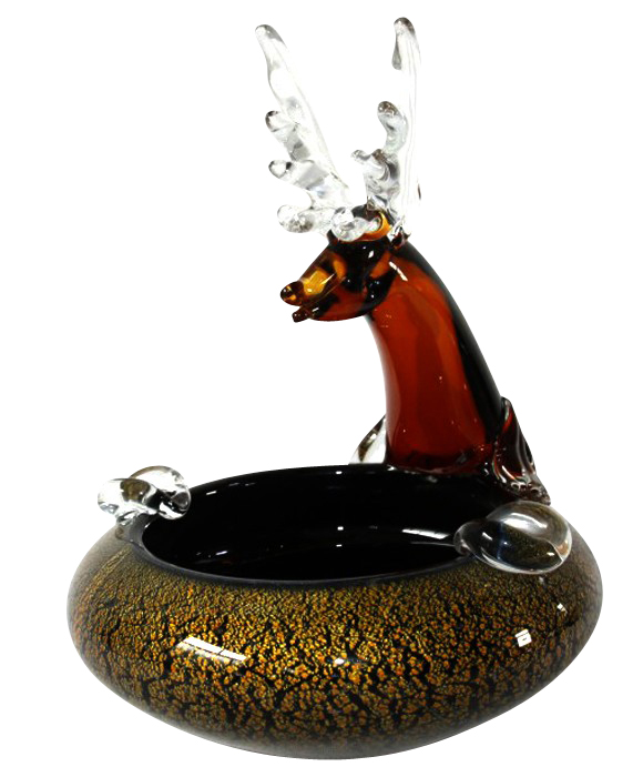 Ashtray glassfigure glass deer figure italian murano antique style 26cm