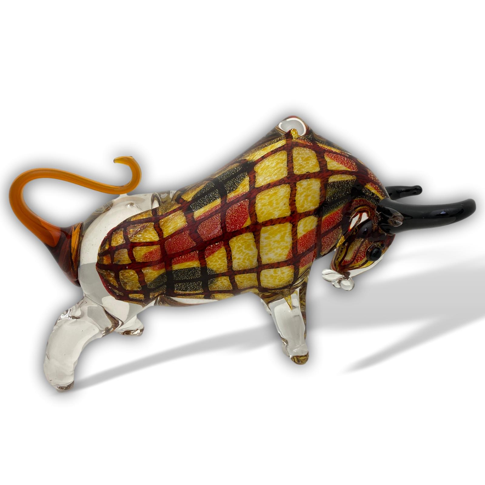 GL206-3 Glasfigur Figur Skulptur Stier Bulle Glas Glasskulptur Murano Antik-Stil - 40cm