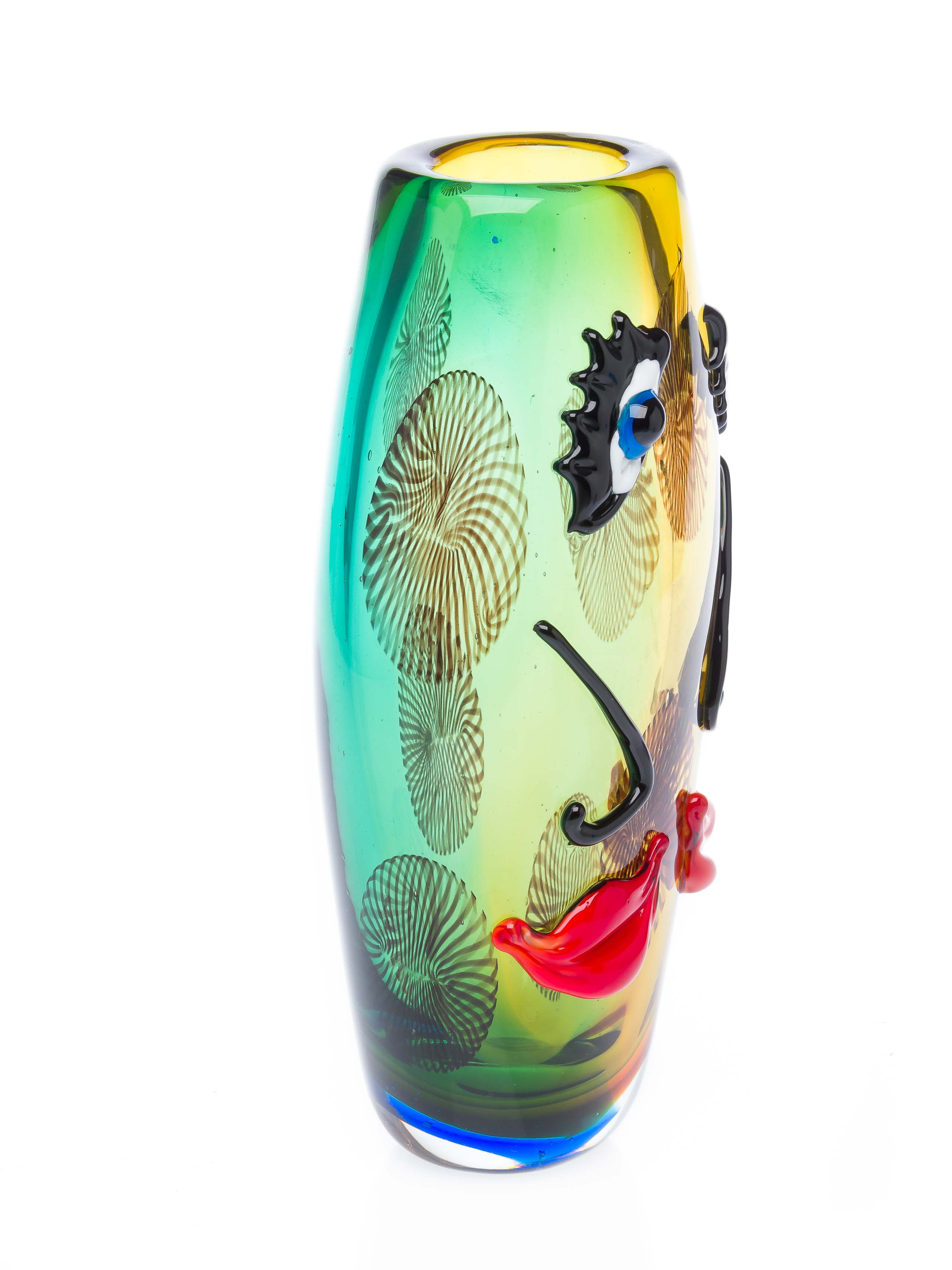 GL531-4 Glasvase Tischvase Gesicht moderne Kunst im Murano Stil Vase Blumenvase Glas