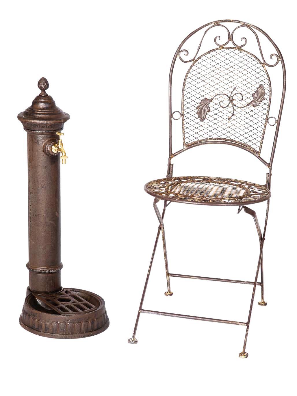 Standbrunnen 78cm Waschbecken Brunnen Eisen Waschplatz Antik-Stil braun