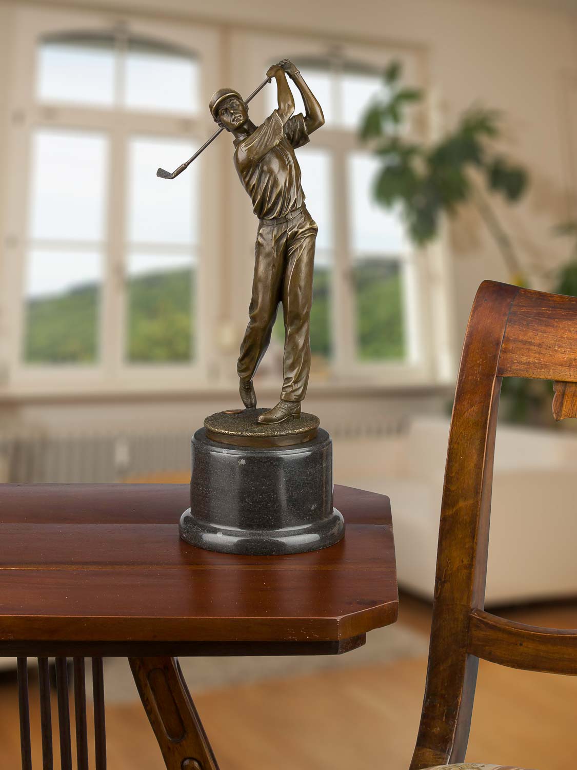 BR-168-05 Bronzeskulptur Antik-Stil Golf Golfer Mann Abschlag Bronze Figur Statue - 38cm