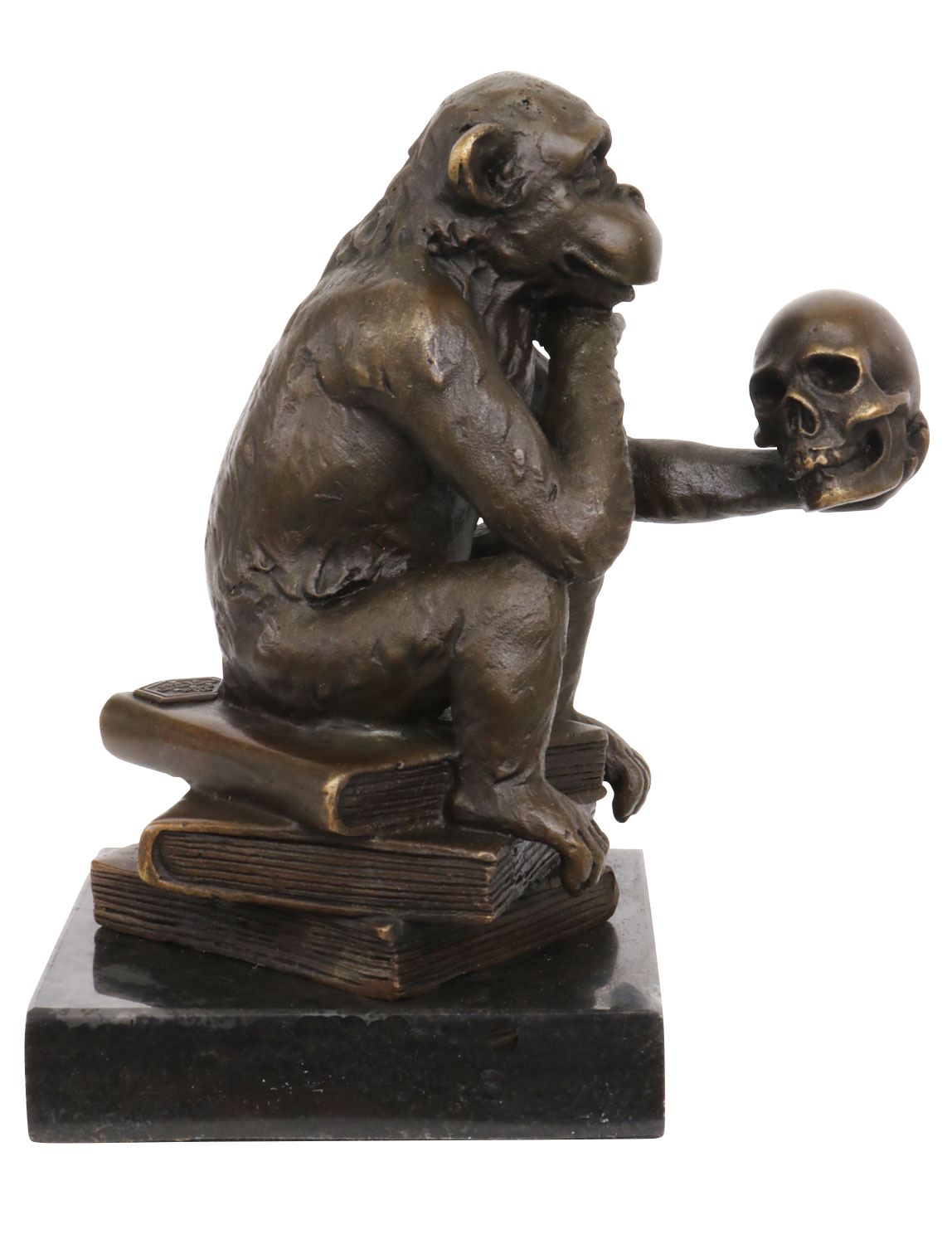 FA-74-bronzeskulptur Bronzeskulptur Affe Totenkopf Schädel Bronze Darwin Statue Bronzefigur Antikstil