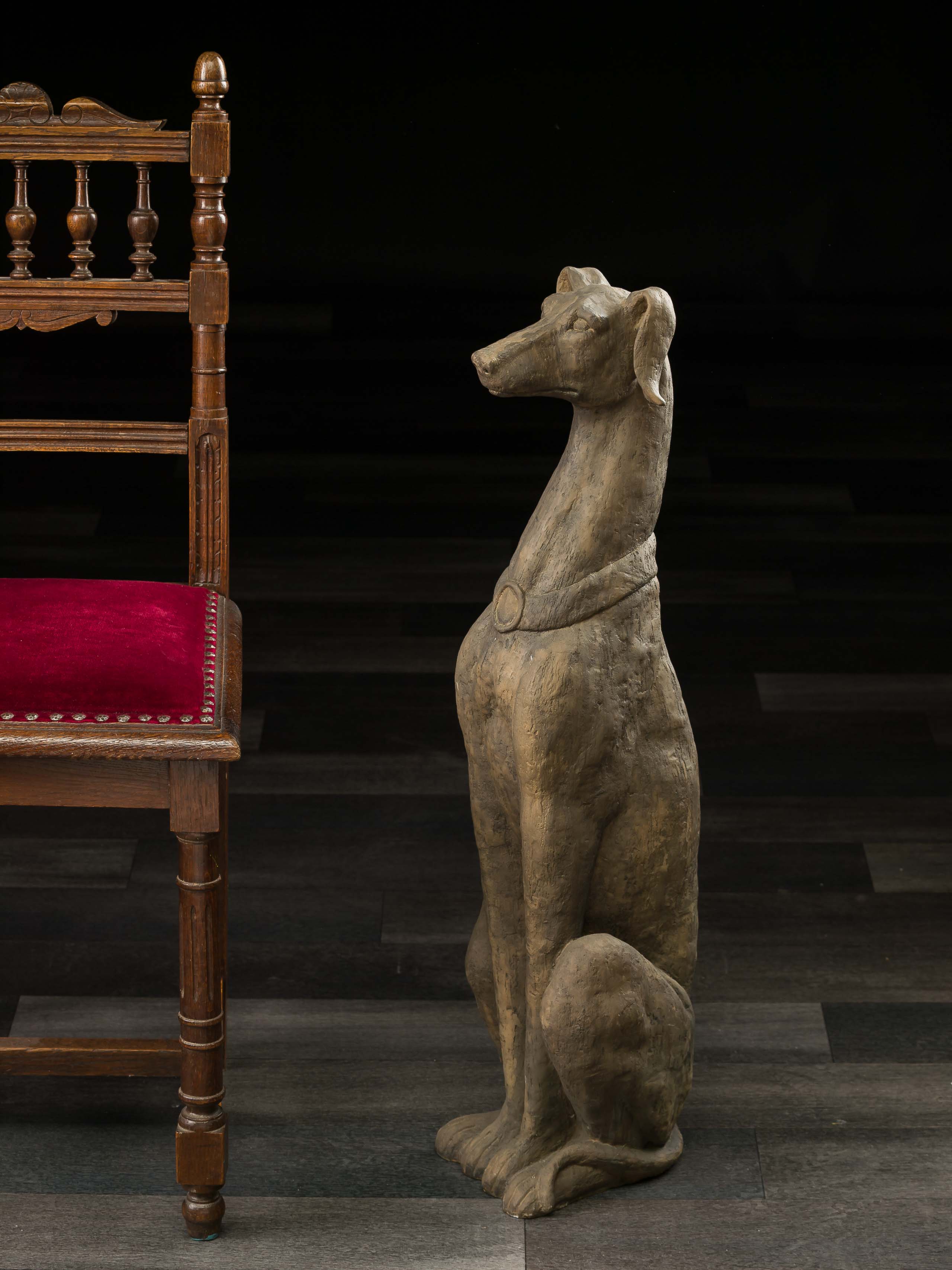 2015-08-17_Auktionshaus_110 Skulptur Windhund Hund Greyhound Jagdhund Figur Whippet Haus Antik-Stil