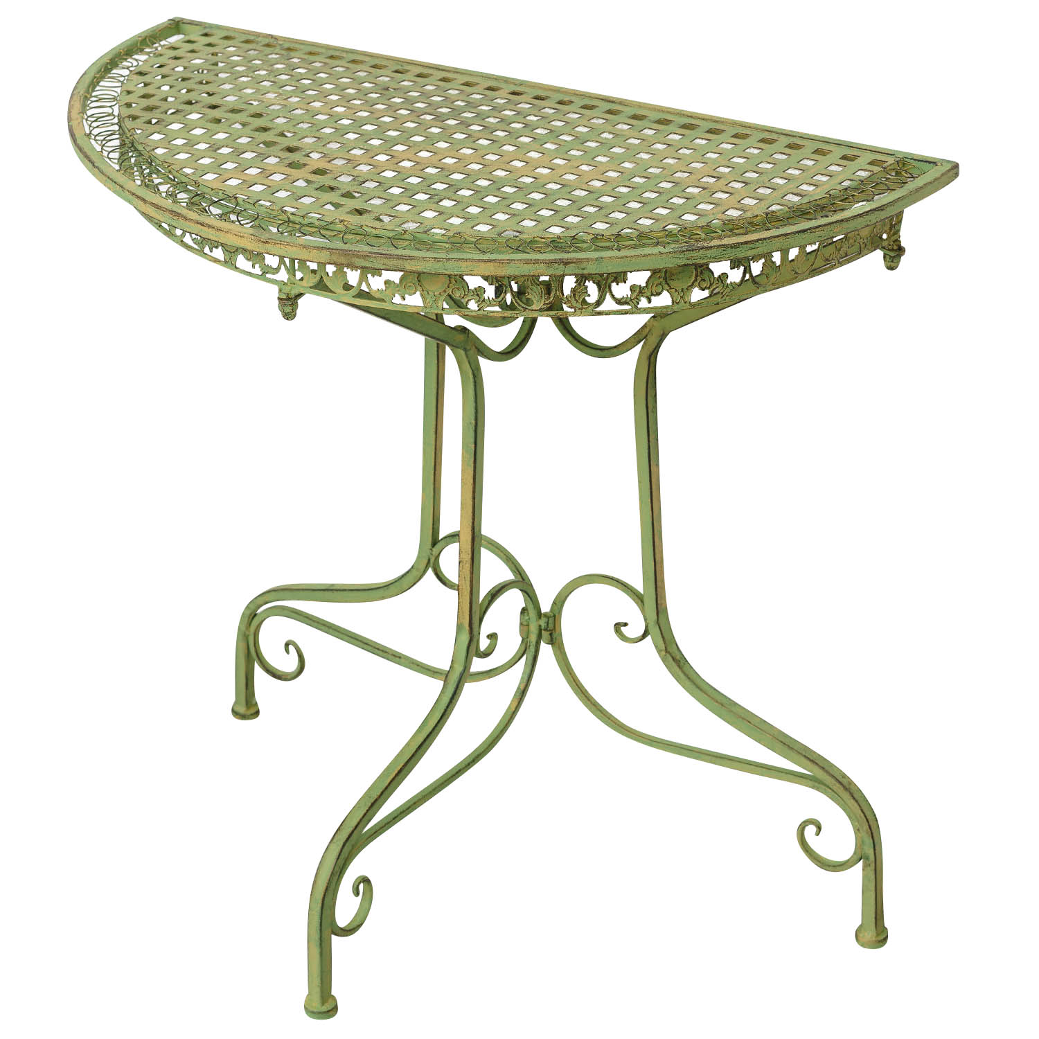 SA170200AG-7 Balkontisch Gartentisch Eisen Tisch Garten grün Antik-Stil halbrund Konsole