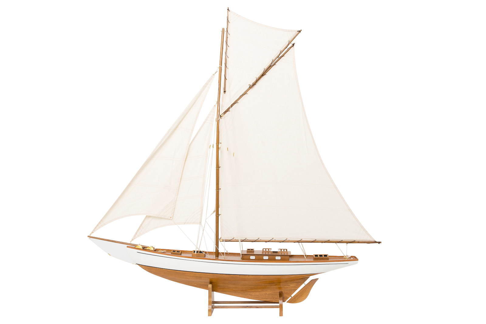 aubaho-150205-s1-04578c94e71762b Modellschiff Segelyacht Yacht Holz Schiff Boot Segelschiff Schiffsmodell H:135cm