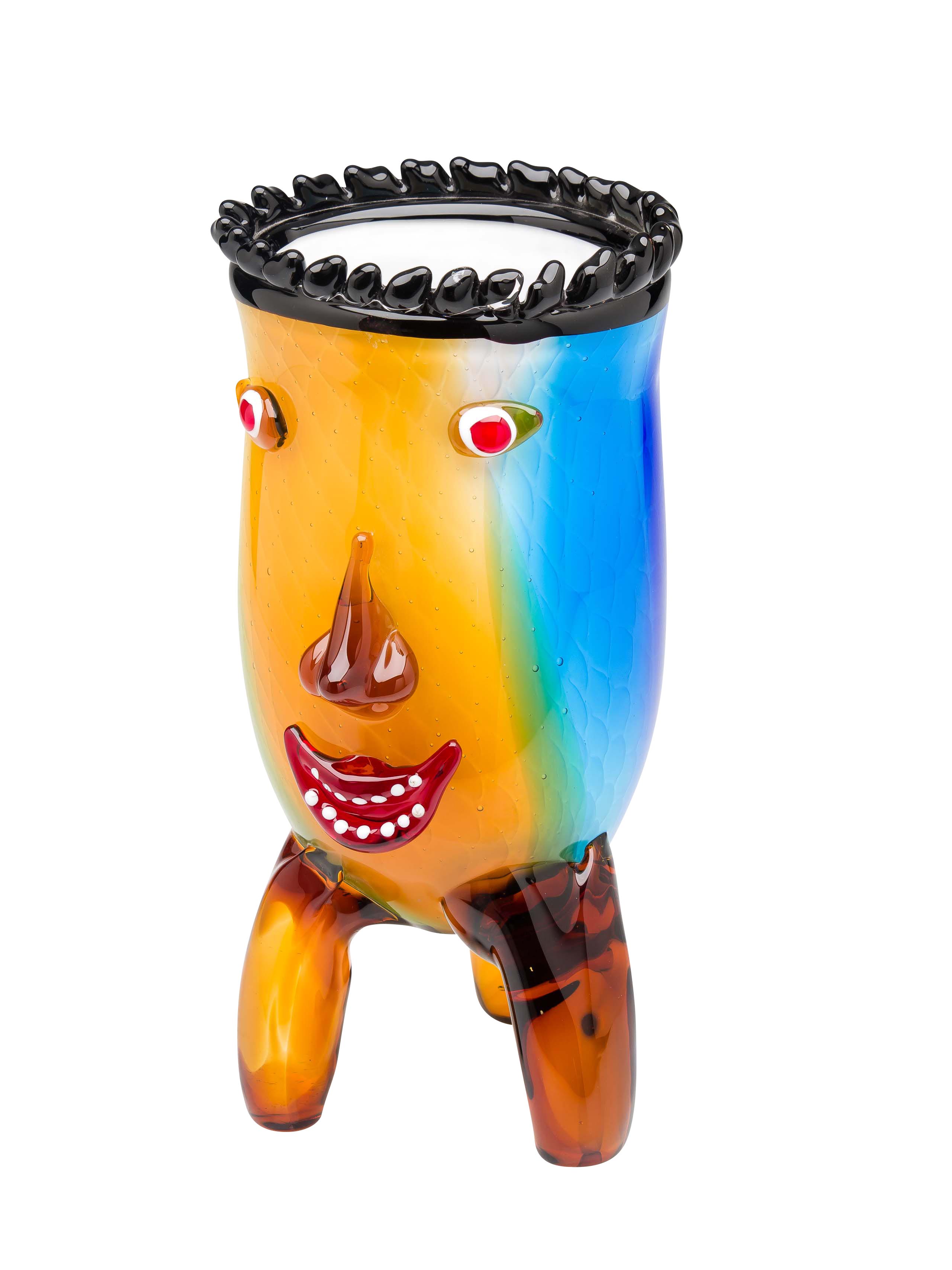 2014-01-17_Auktionshaus_151 Glasvase Glas Vase Italien im Murano antik Stil H.: 29cm 3,5kg schwere Tischvase