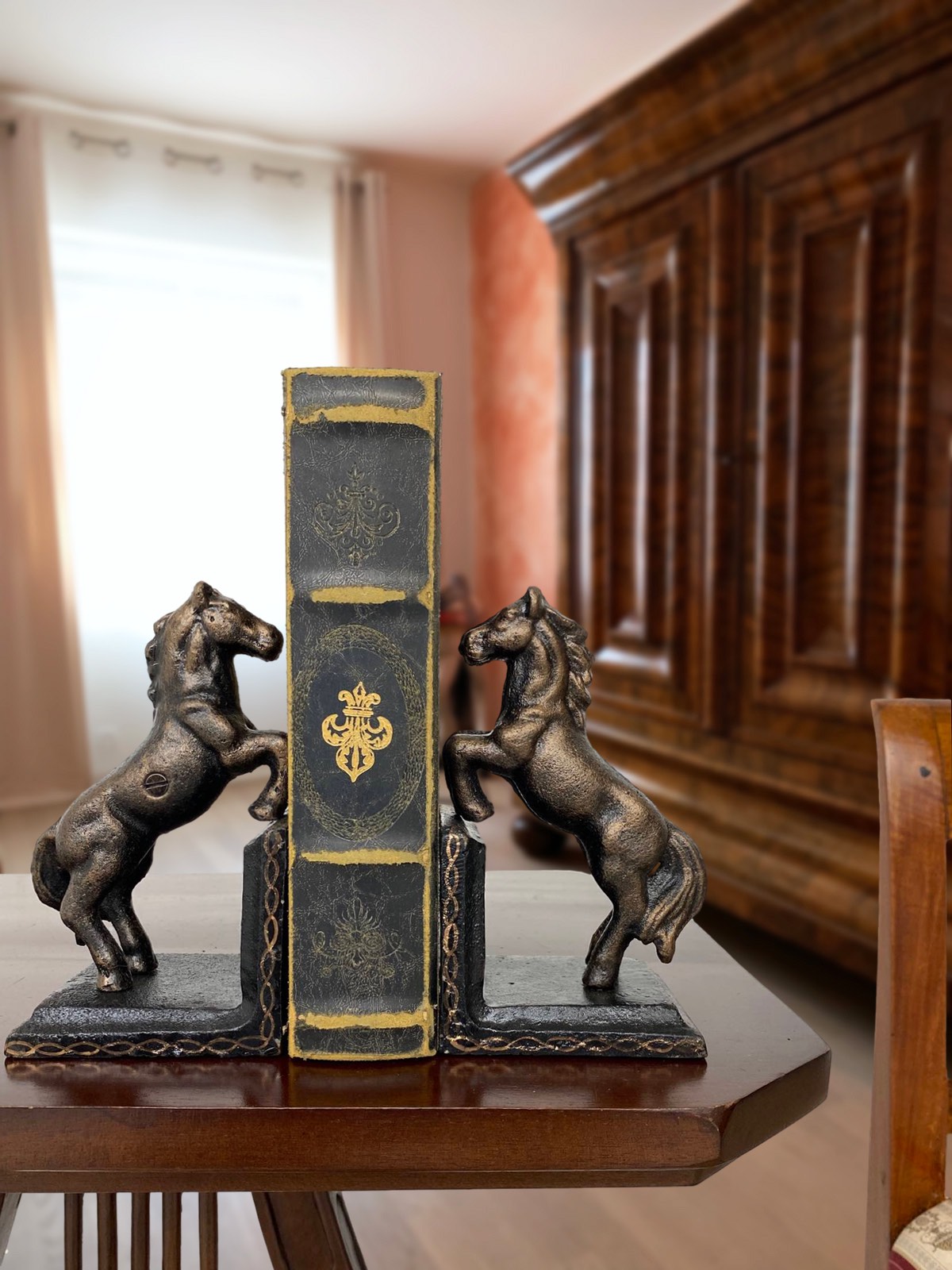 XL-51-44 2 Buchstützen Buchständer Pferd Figur Eisen 16cm Antik-Stil