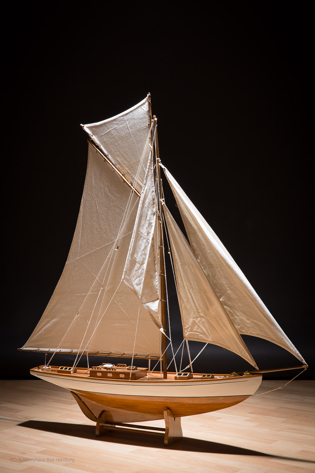 aubaho-150205-s1-07 Modellschiff Segelyacht Yacht Holz Schiff Boot Segelschiff Schiffsmodell H:135cm