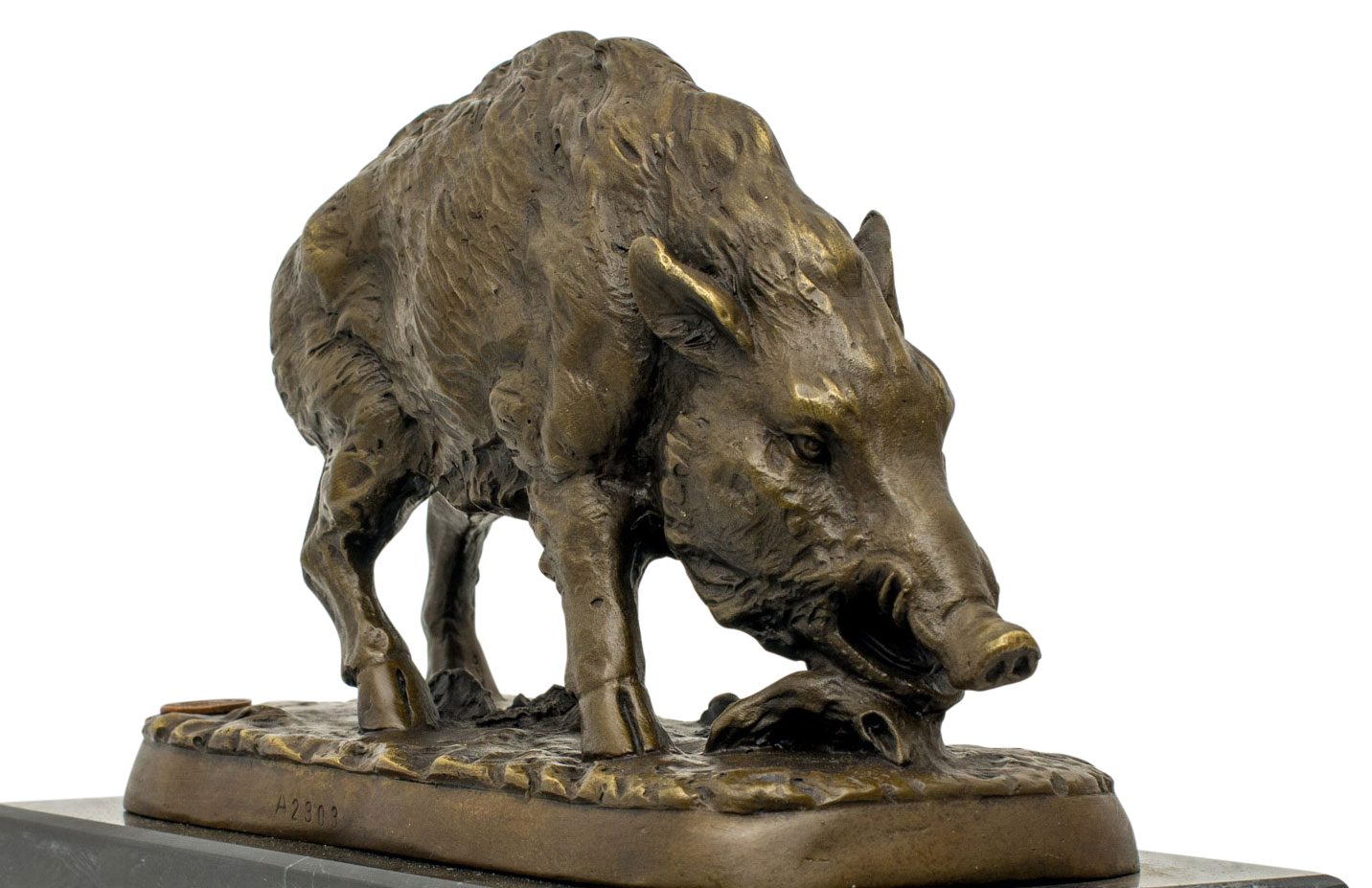 KF-15-3 Bronzeskulptur Wildschwein im Antik-Stil Bronze Figur 22cm