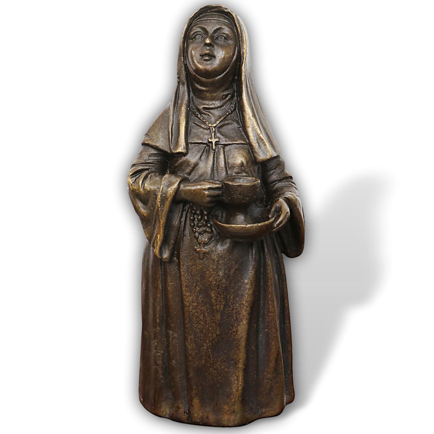 Nonne-aubaho Skulptur Tischglocke Nonne Antik-Stil Bronzeskulptur Glocke Bronze Figur