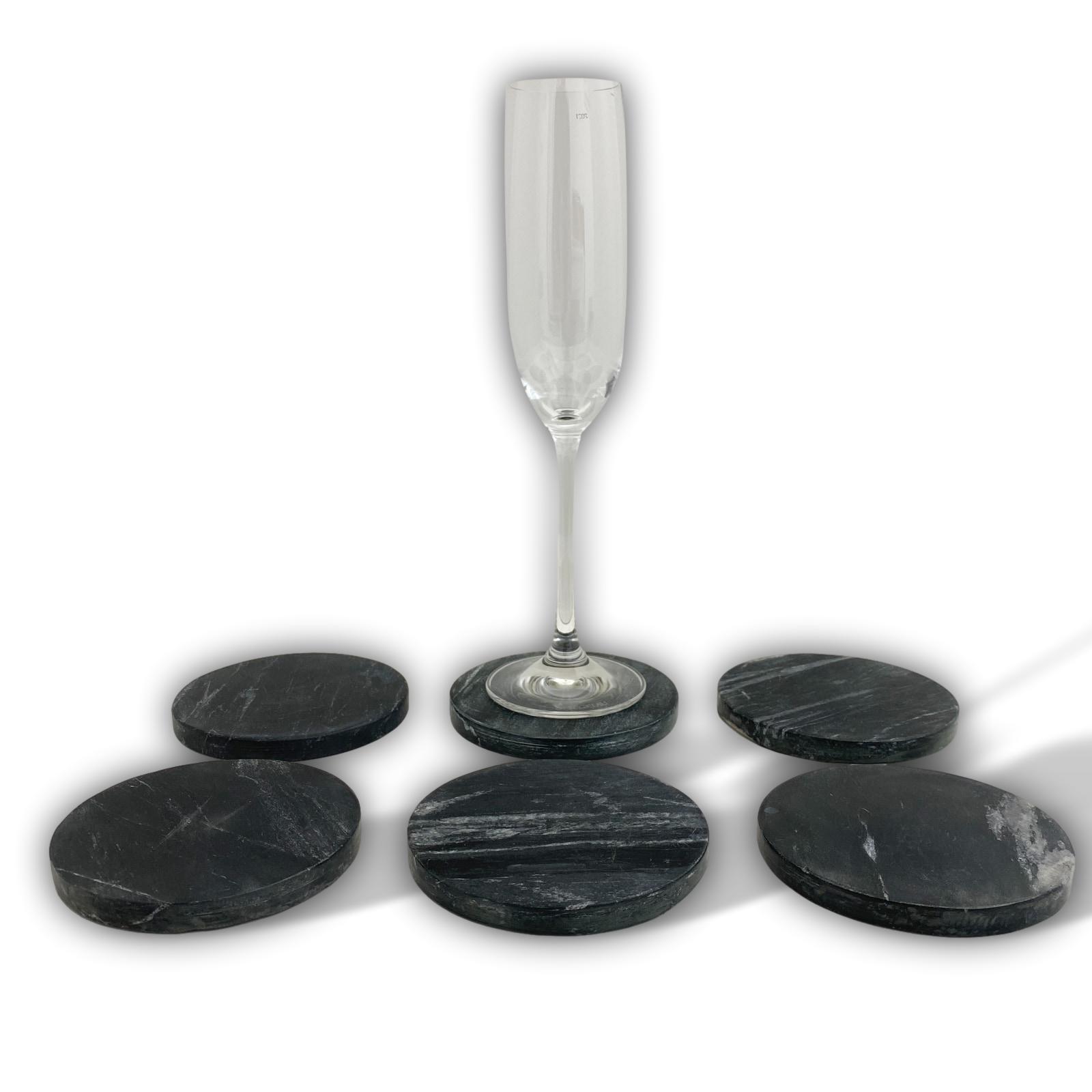 aubaho-21556-6 6 Untersetzer aus Marmor gesamt 2kg Stein edel dekorativ Antik-Stil