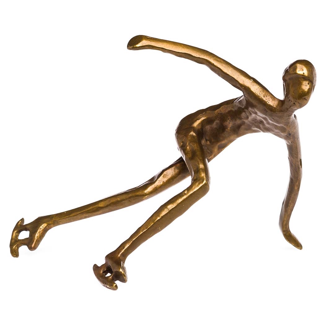 2016-08-15_Auktionshaus_0280 Skulptur Schlittschuhläufer Eisschnelllauf Antik-Stil Bronze Figur Pokal Trophäe