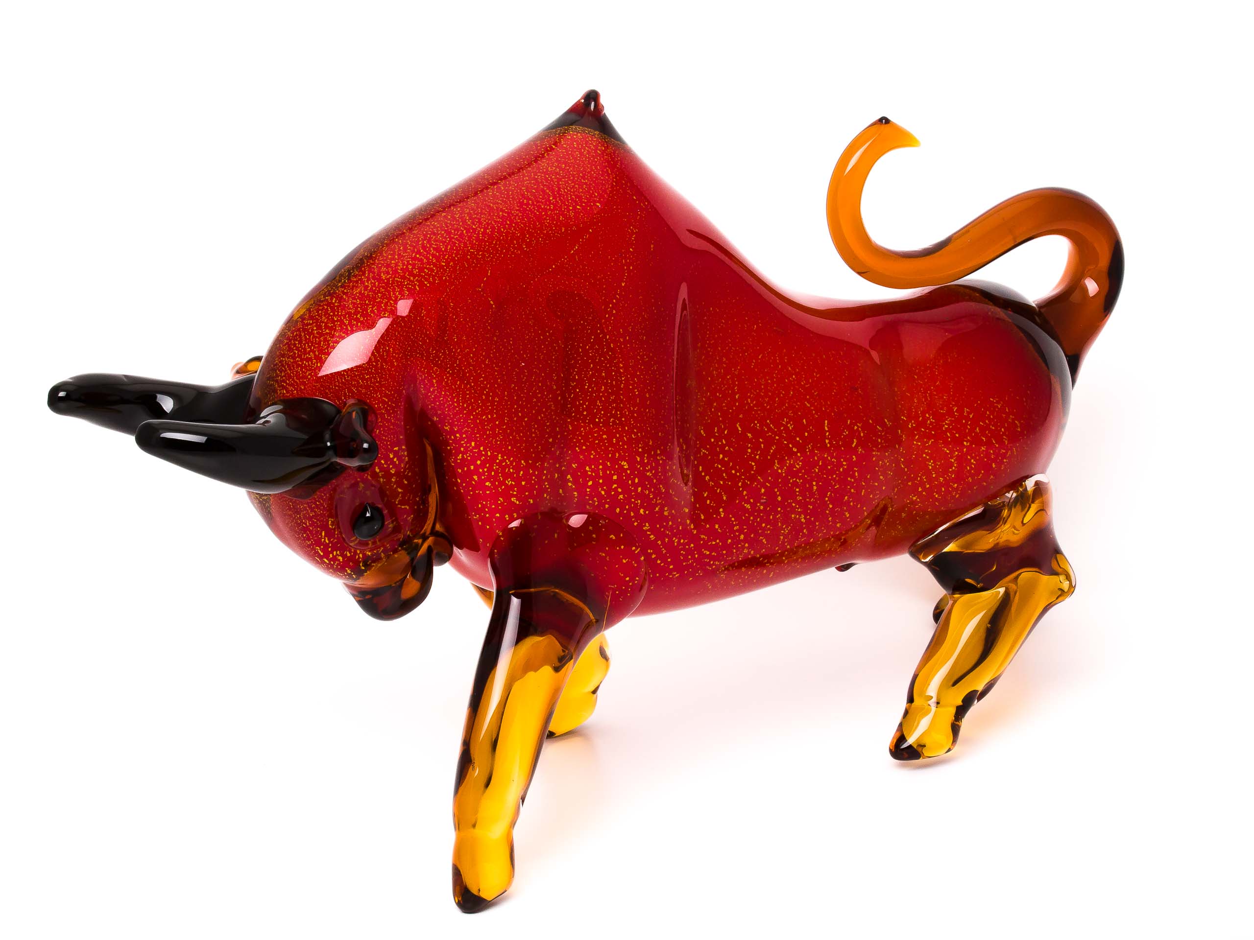 Stier aus Glas Figur rot Taurus glass bull Dekoration große Skulptur 48 cm