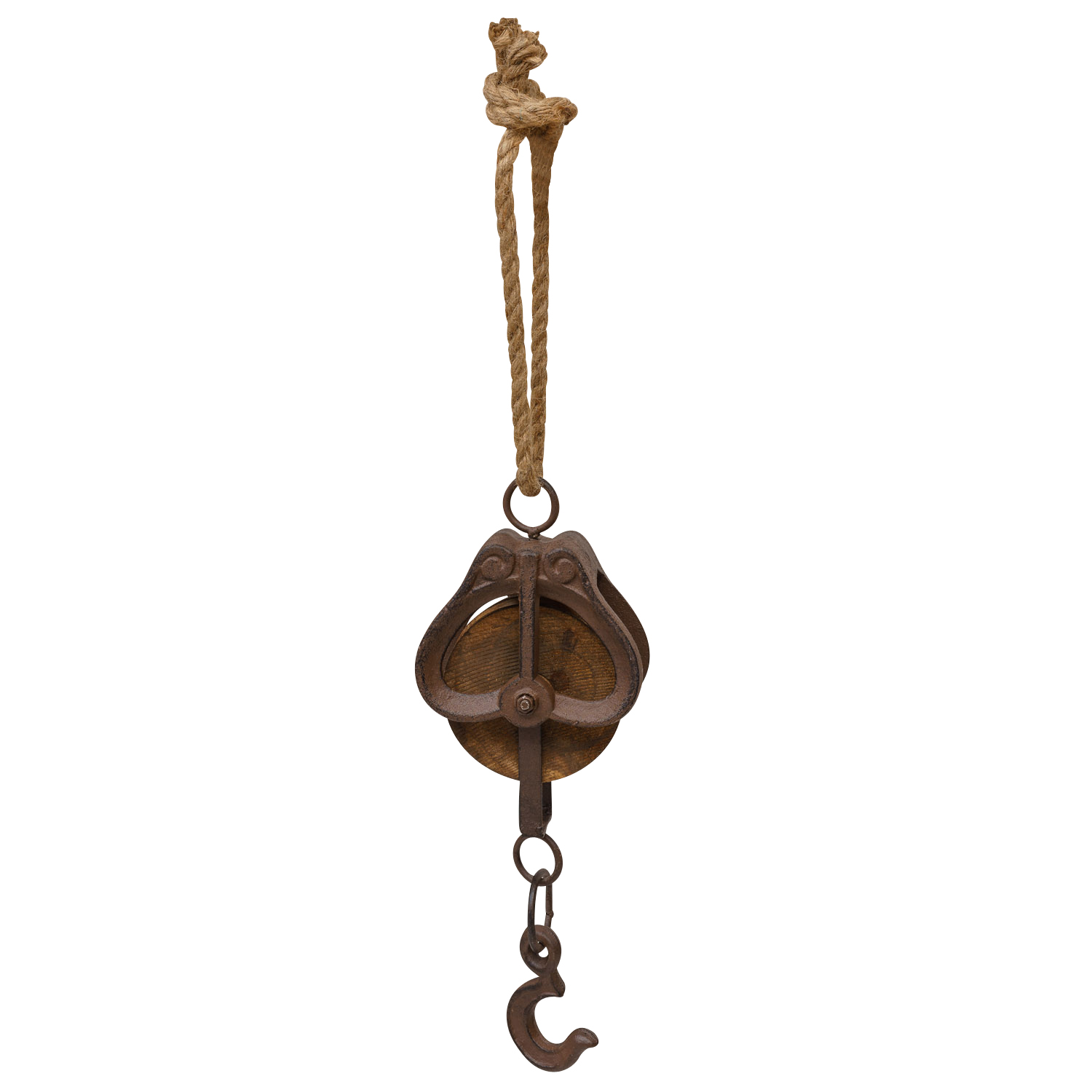 TZ-85-4 Flaschenzug Umlenkrolle Seilzug Rolle Eisen Werkzeug Antik-Stil 51cm (a)