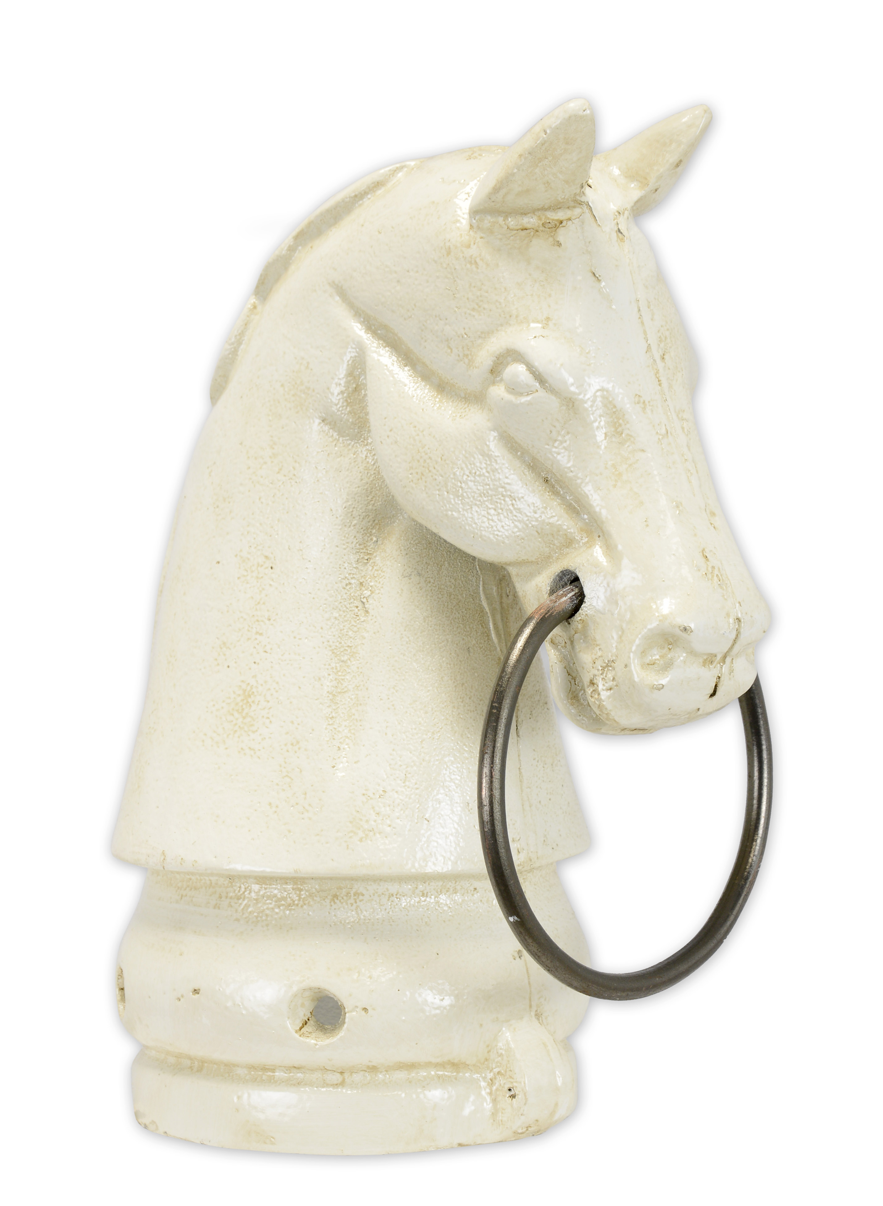 A cast iron hitching post horse head - white replica retro design decoration