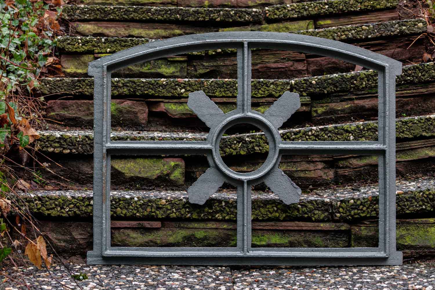 aubaho-F07B-G4 Fenster grau Stallfenster Eisenfenster Scheunenfenster Eisen 70cm Antik-Stil (q)