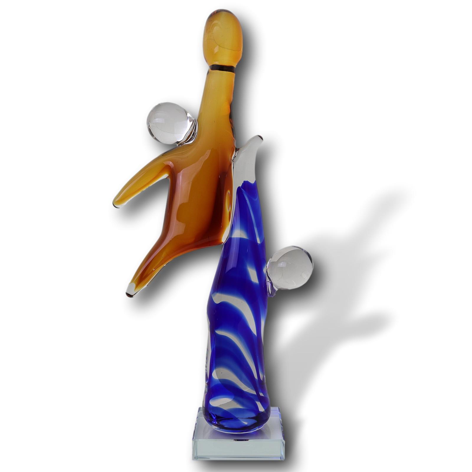 aubaho-OAT-426-2IppJGTGNmHmVB Glasskulptur Basketball Glasfigur Figur Skulptur modern Glas Kunst abstrakt