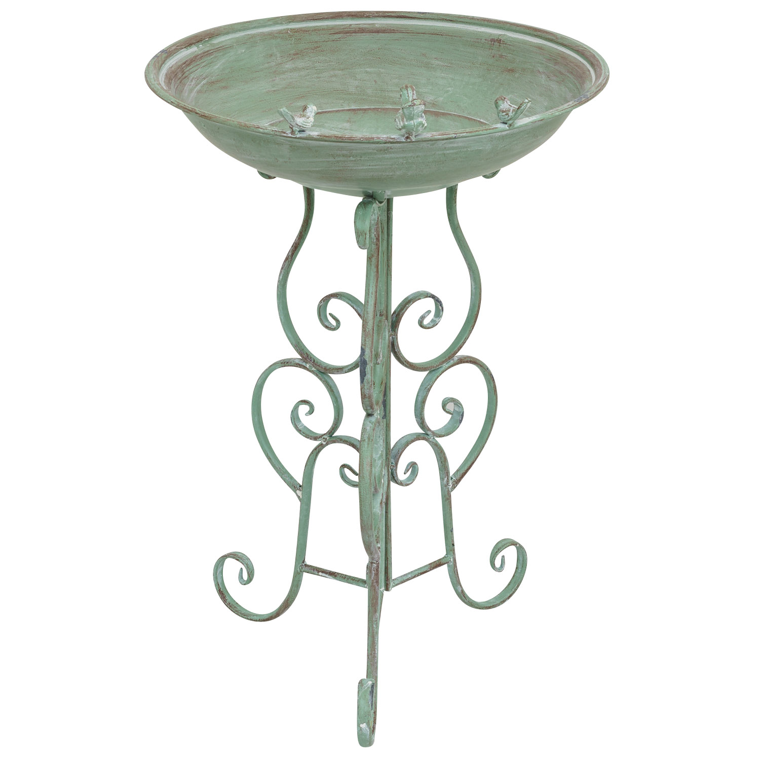 TZ-94-7 Vogeltränke Vogelbad Vogelbecken Garten Vogel Tränke Metall Antik-Stil grün 76cm
