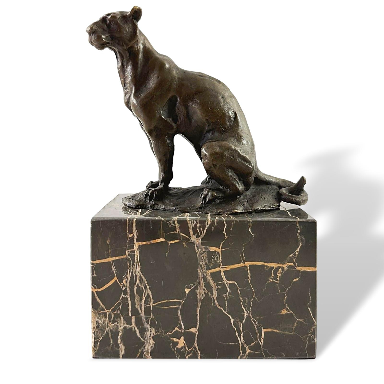 Bronze figure Puma Panther Leopard replica copy after Louis-Albert Carvin sculpture Bronze figure Puma Panther Leopard replica copy after Louis-Albert Carvin sculpture
