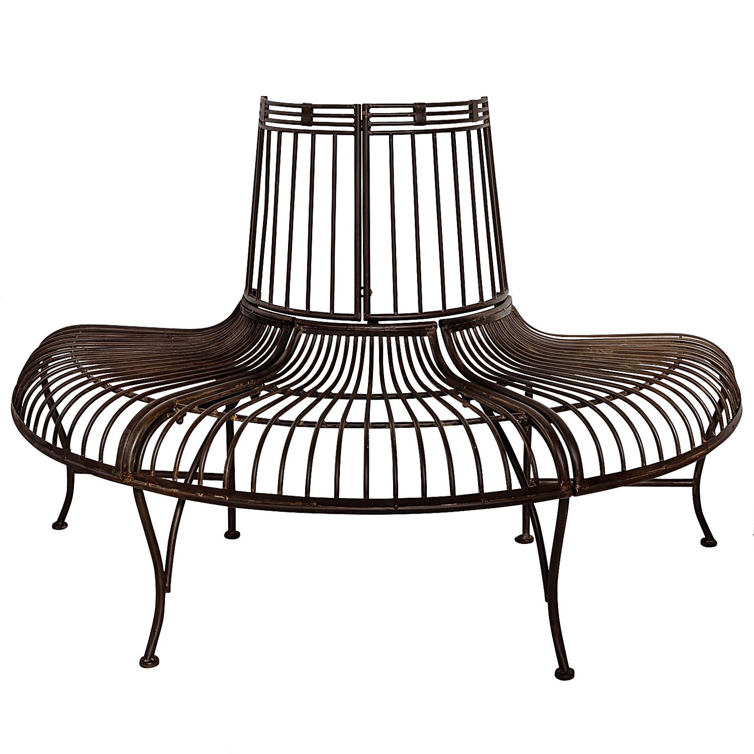 Aubaho-Gartenbank Gartenbank Bank Antik-Stil Garten Metall Eisen braun Möbel Baumbank 134cm